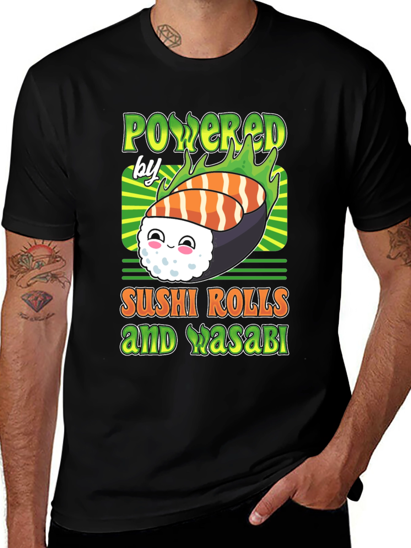 Sushi Rolls & Wasabi Powered T-Shirt, Foodie Tee