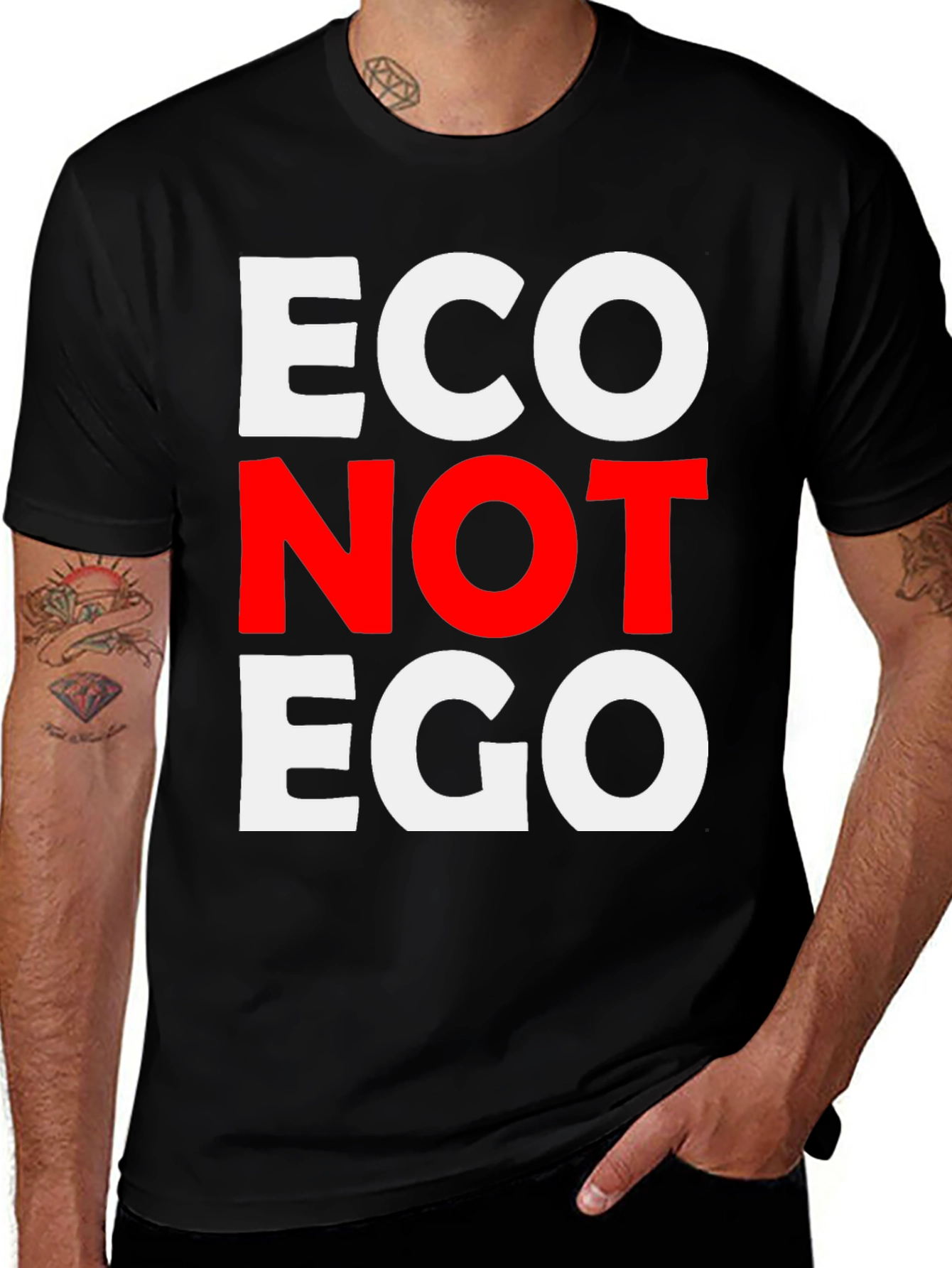 Variant 19 of Eco Not Ego Graphic Tee - Black