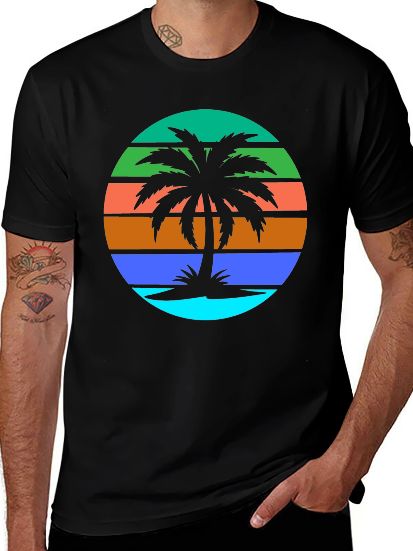 Variant 20 of Retro Palm Tree Graphic Tee - Summer Vibes