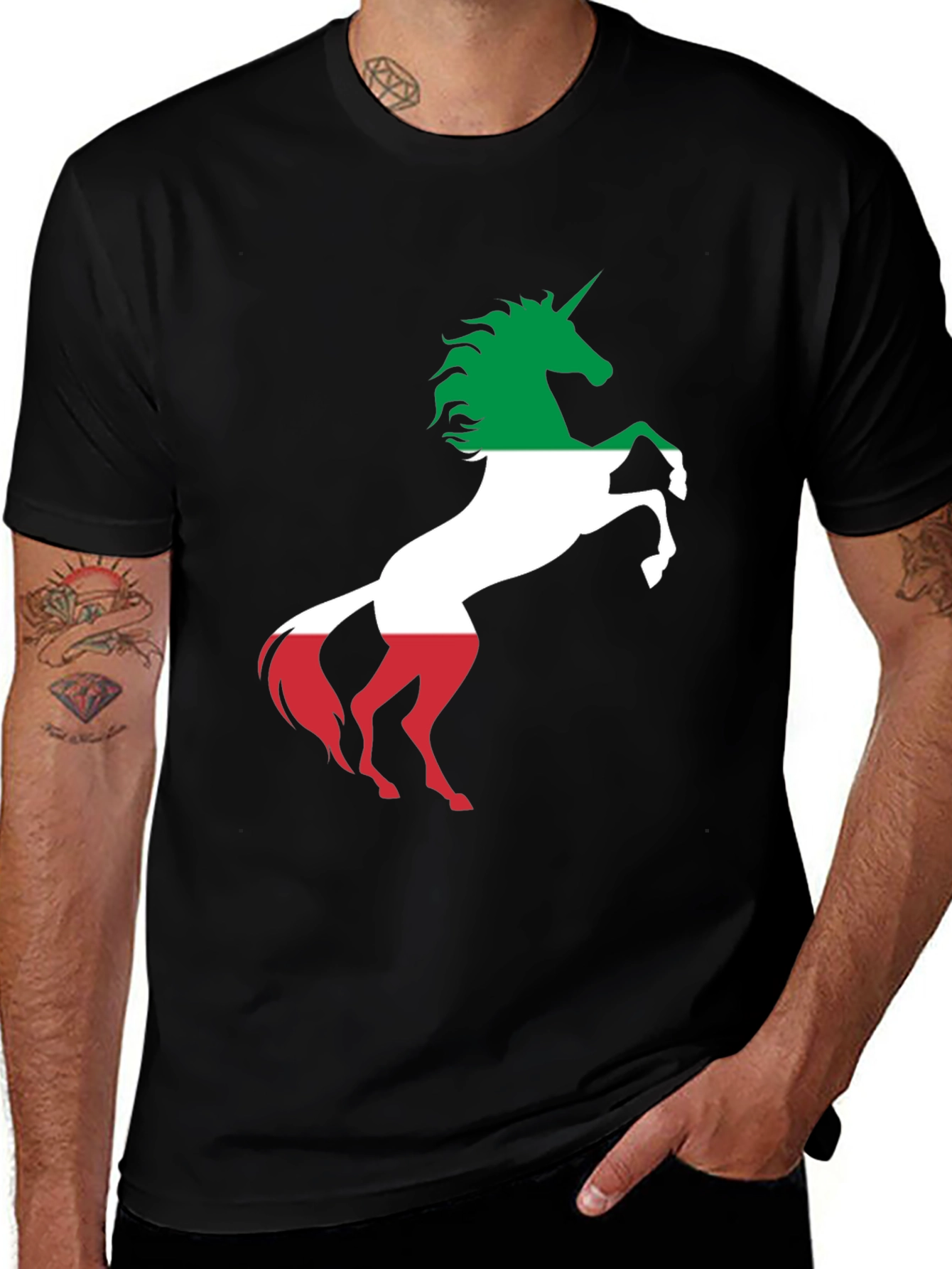 Variant 29 of Unicorn Flag Graphic Tee - Stylish Men's Black T-Shirt