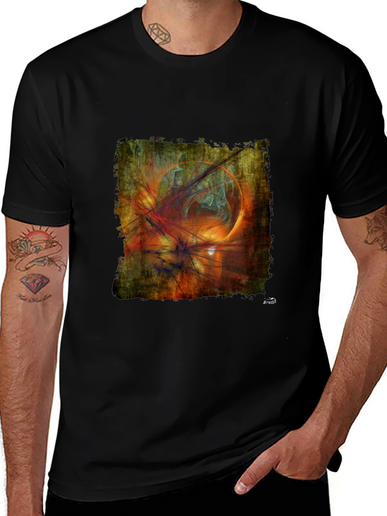 Variant 2 of Abstract Art Graphic Tee - Men's Black T-Shirt