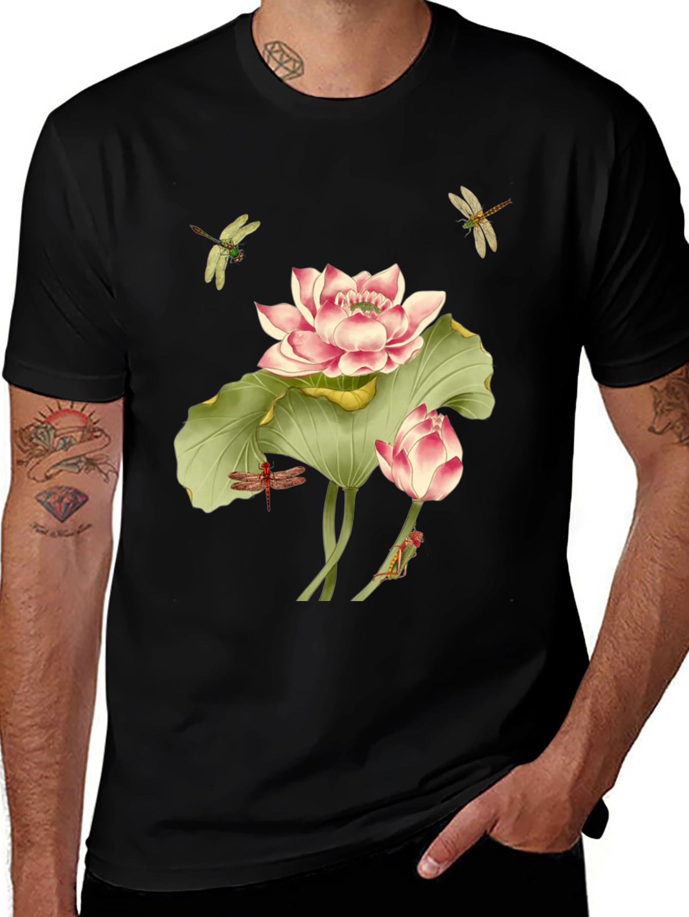 Variant 3 of Lotus Flower & Dragonfly Graphic Tee