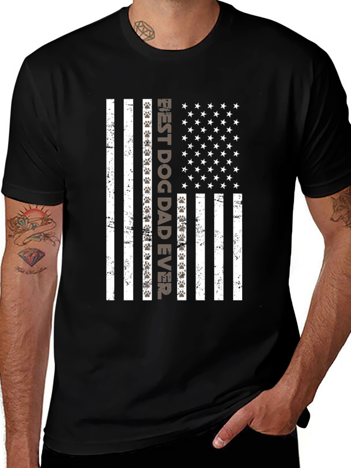 Variant 15 of Best Dog Dad Ever USA Flag T-Shirt