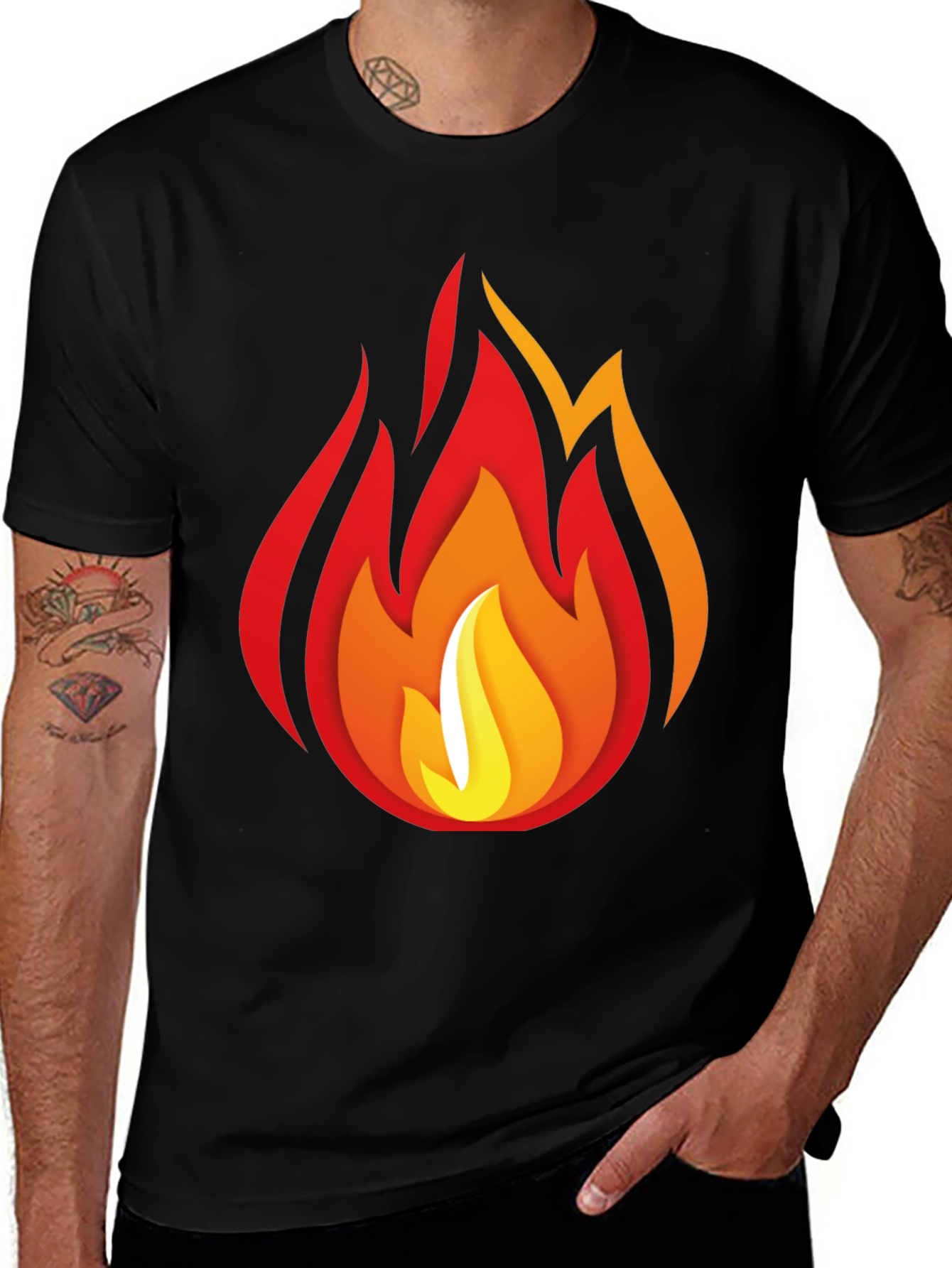 Variant 21 of Fiery Graphic Tee - Black Cotton T-Shirt