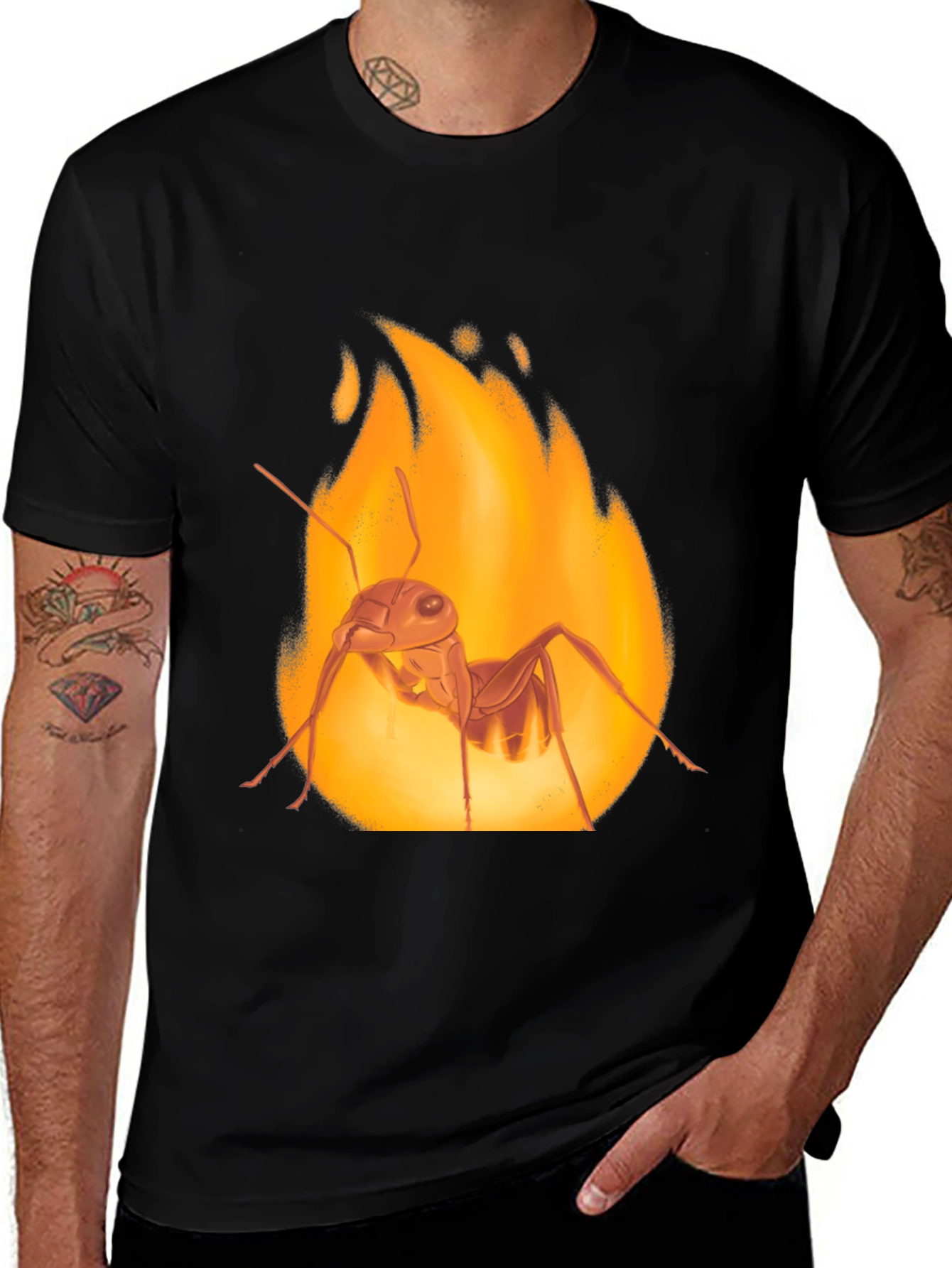Variant 23 of Fiery Ant Graphic Tee - Bold Black Cotton T-Shirt
