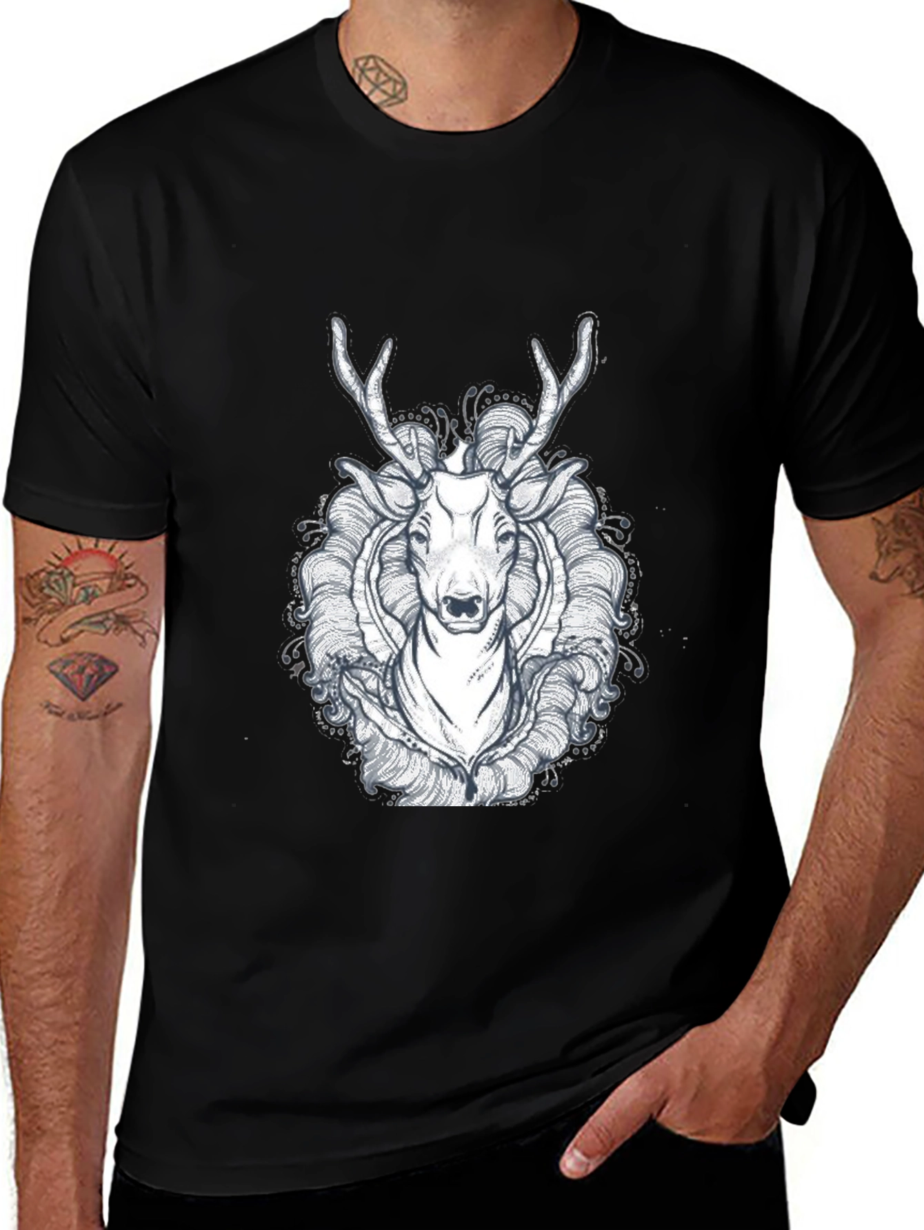 Variant 20 of Black Deer Graphic Tee - Unique Design