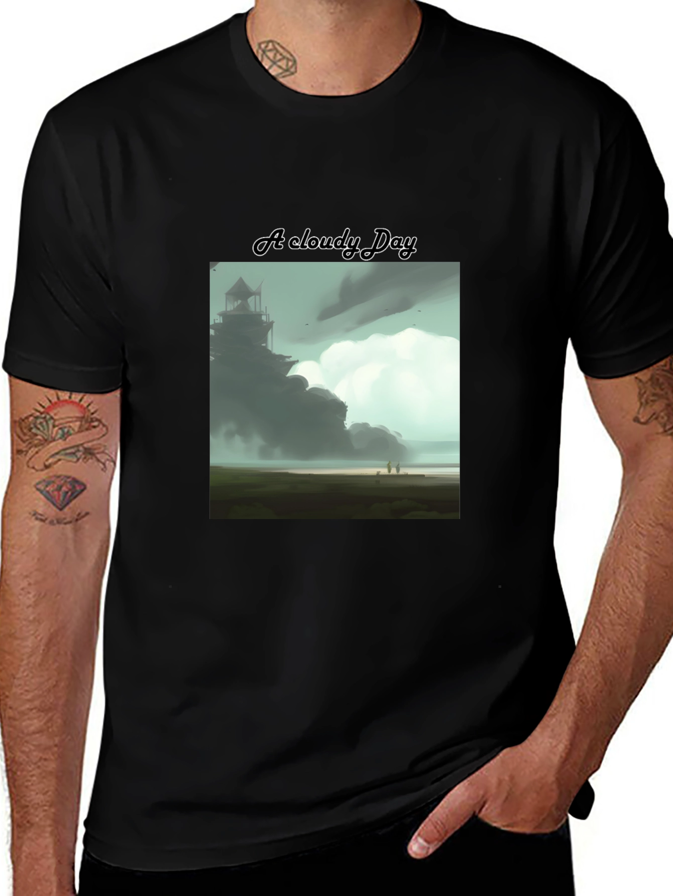 Variant 28 of Cloudy Day Graphic T-Shirt - Artistic Soft Tee