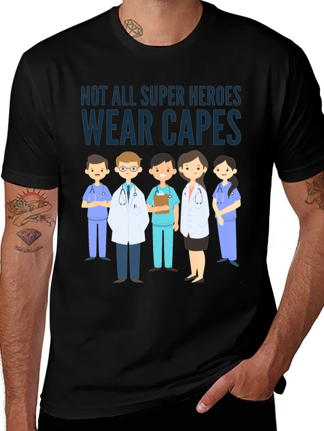 Variant 9 of Heroes Wear Scrubs T-Shirt | Essential Workers Tribute