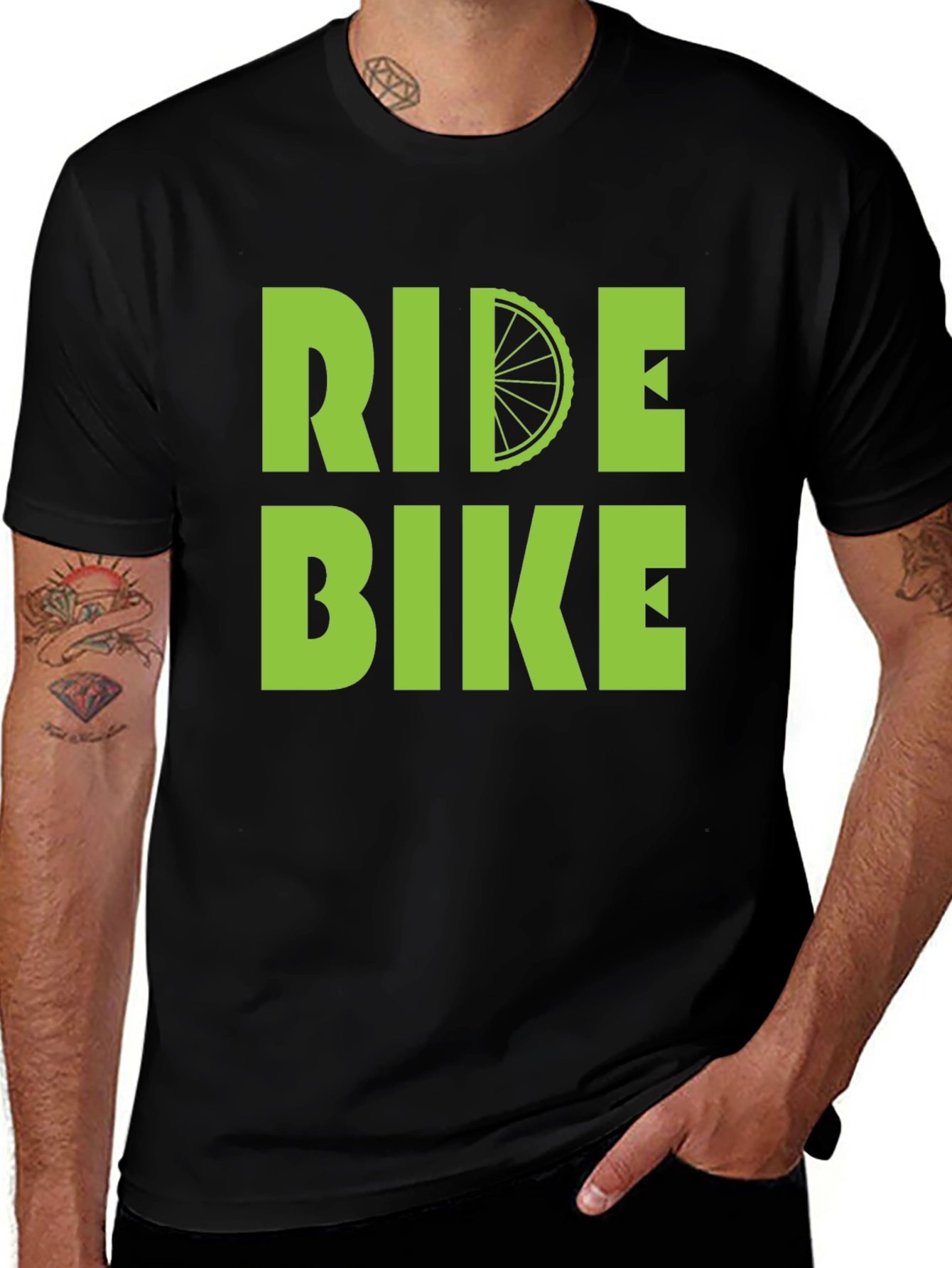 Variant 13 of Ride Bike T-Shirt - Green Graphic Print