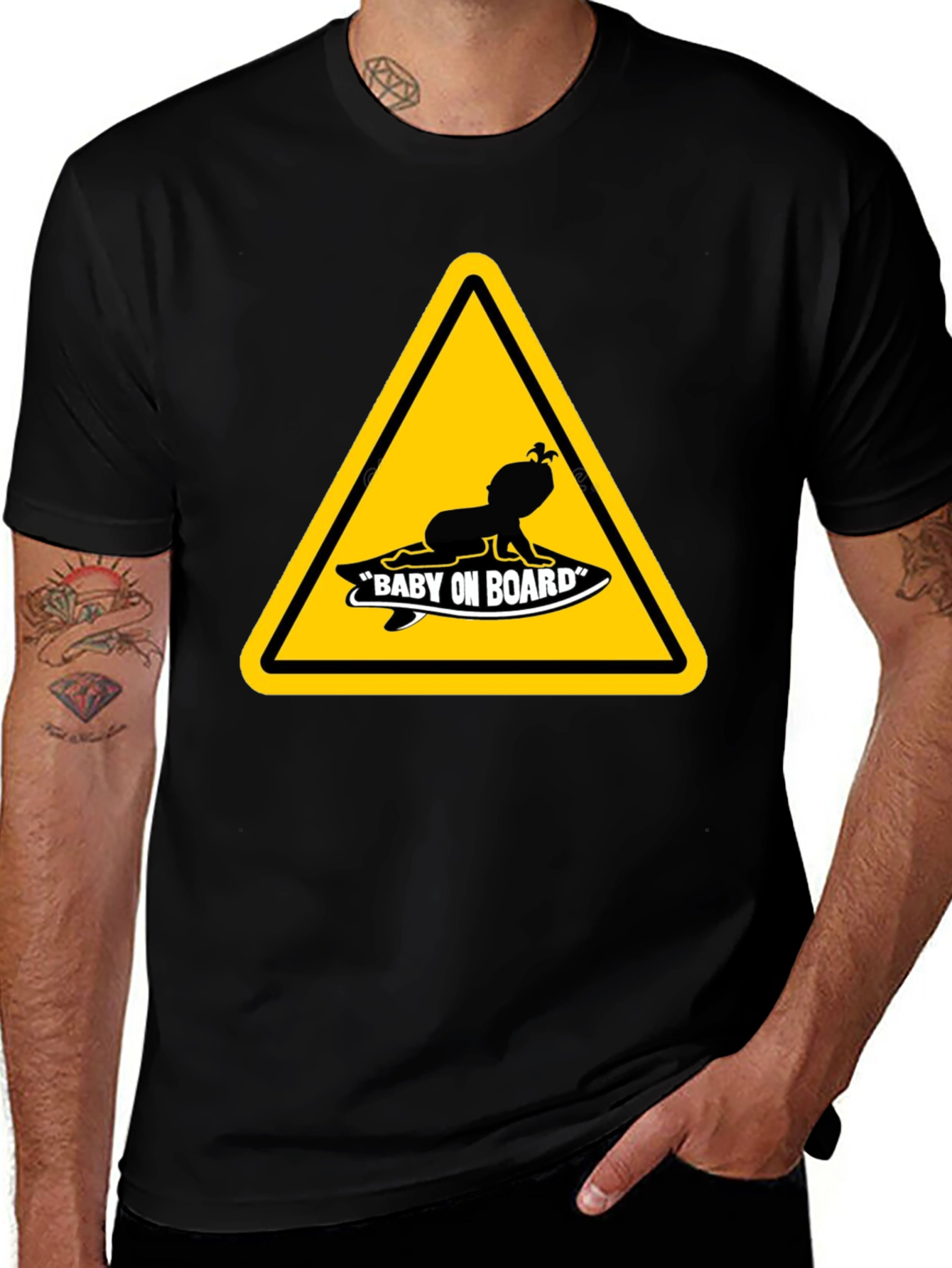 Variant 22 of Baby on Board Warning Sign Black T-Shirt