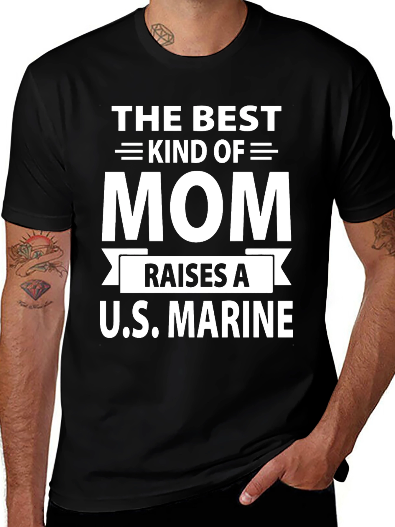 Variant 12 of Best Kind of Mom U.S. Marine Black T-Shirt