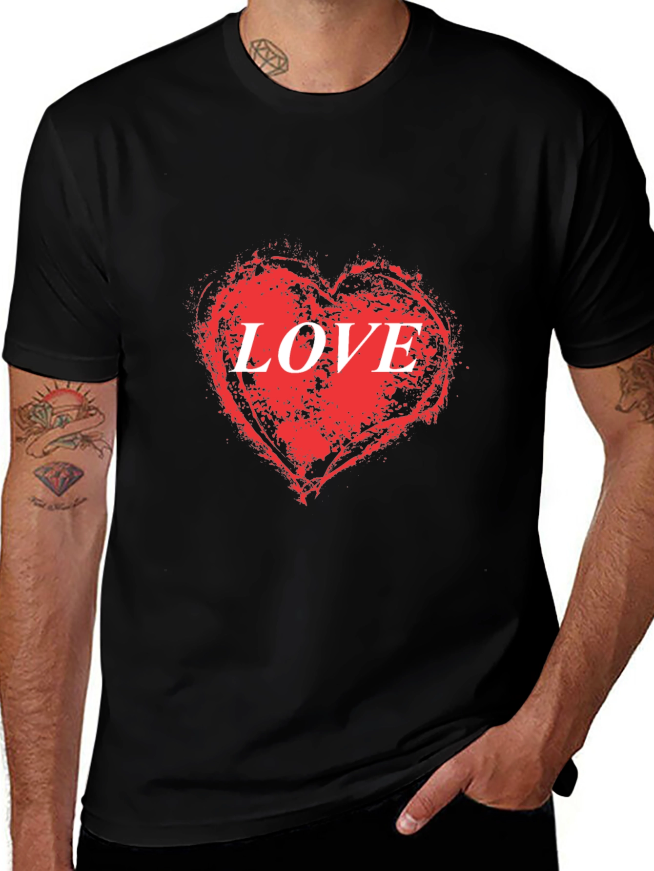 Variant 12 of Love Heart Graphic Black T-Shirt