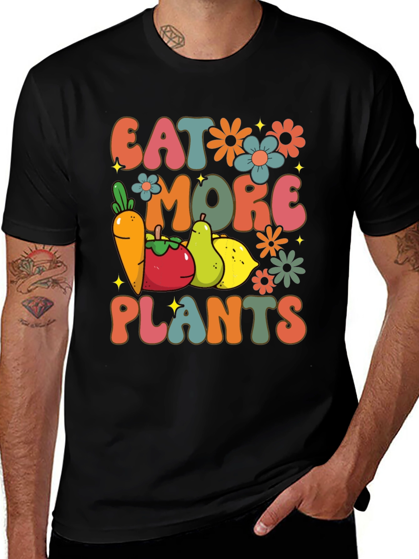 Eat More Plants Graphic Tee - Retro Design