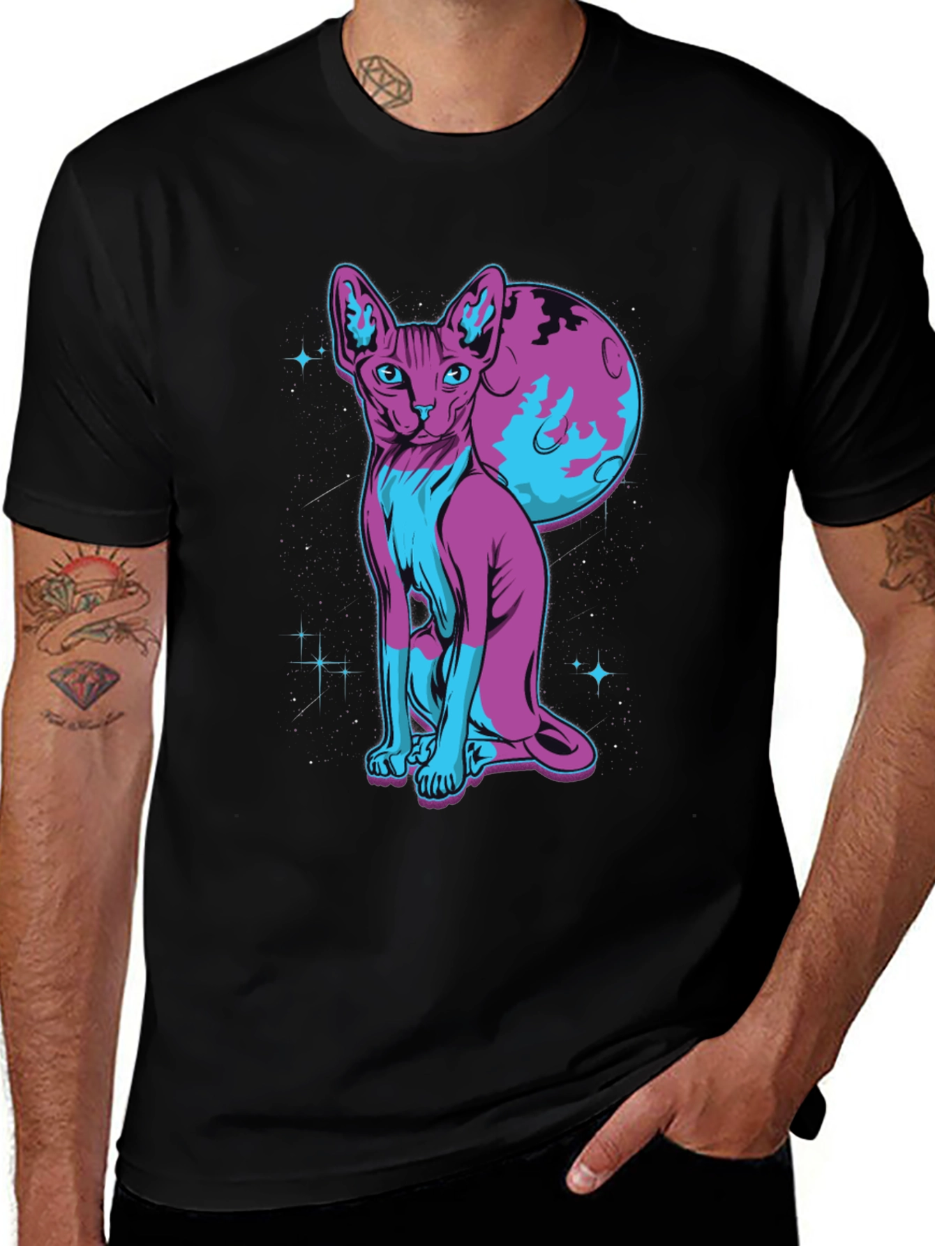 Variant 8 of Sphynx Cat Moon Graphic T-Shirt