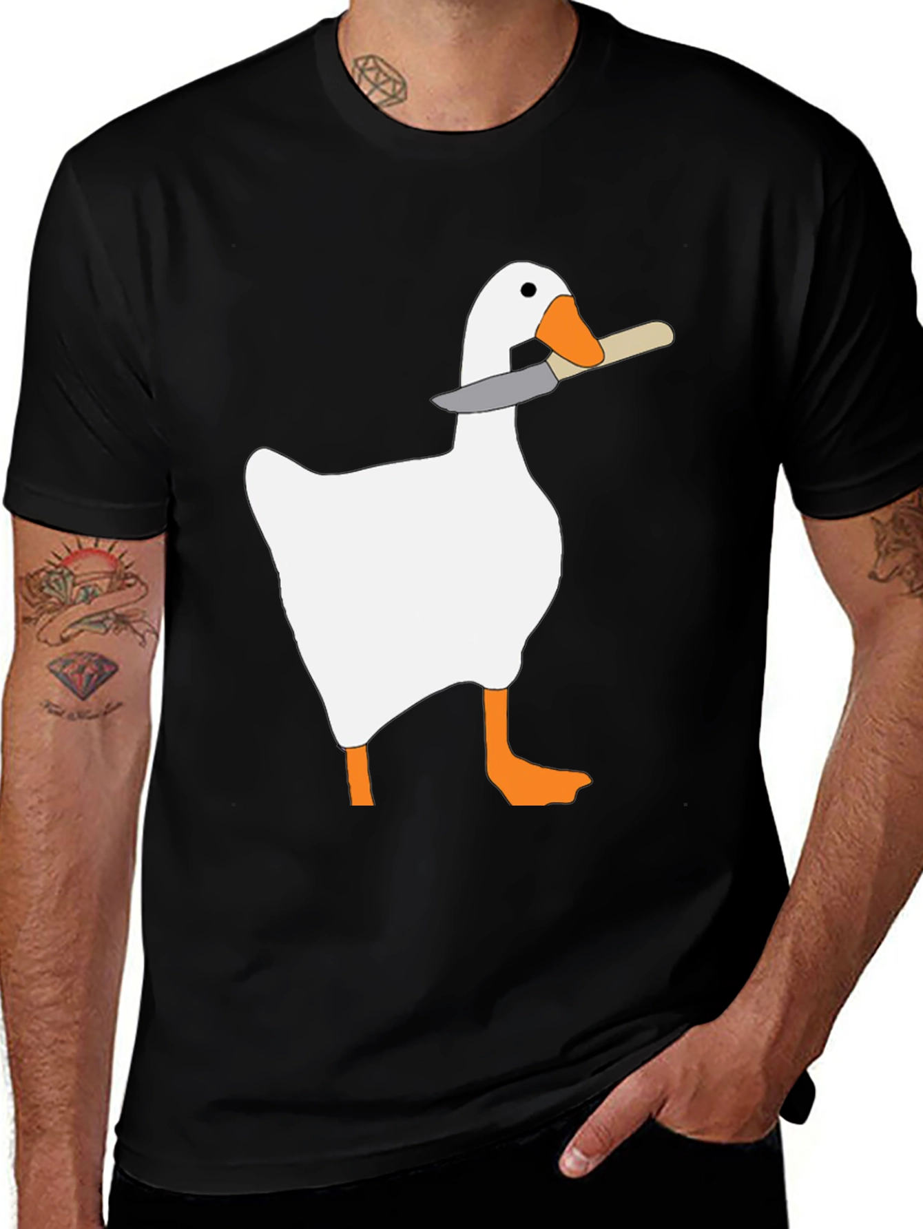 Variant 14 of Goose With Knife T-Shirt - Funny Graphic Tee