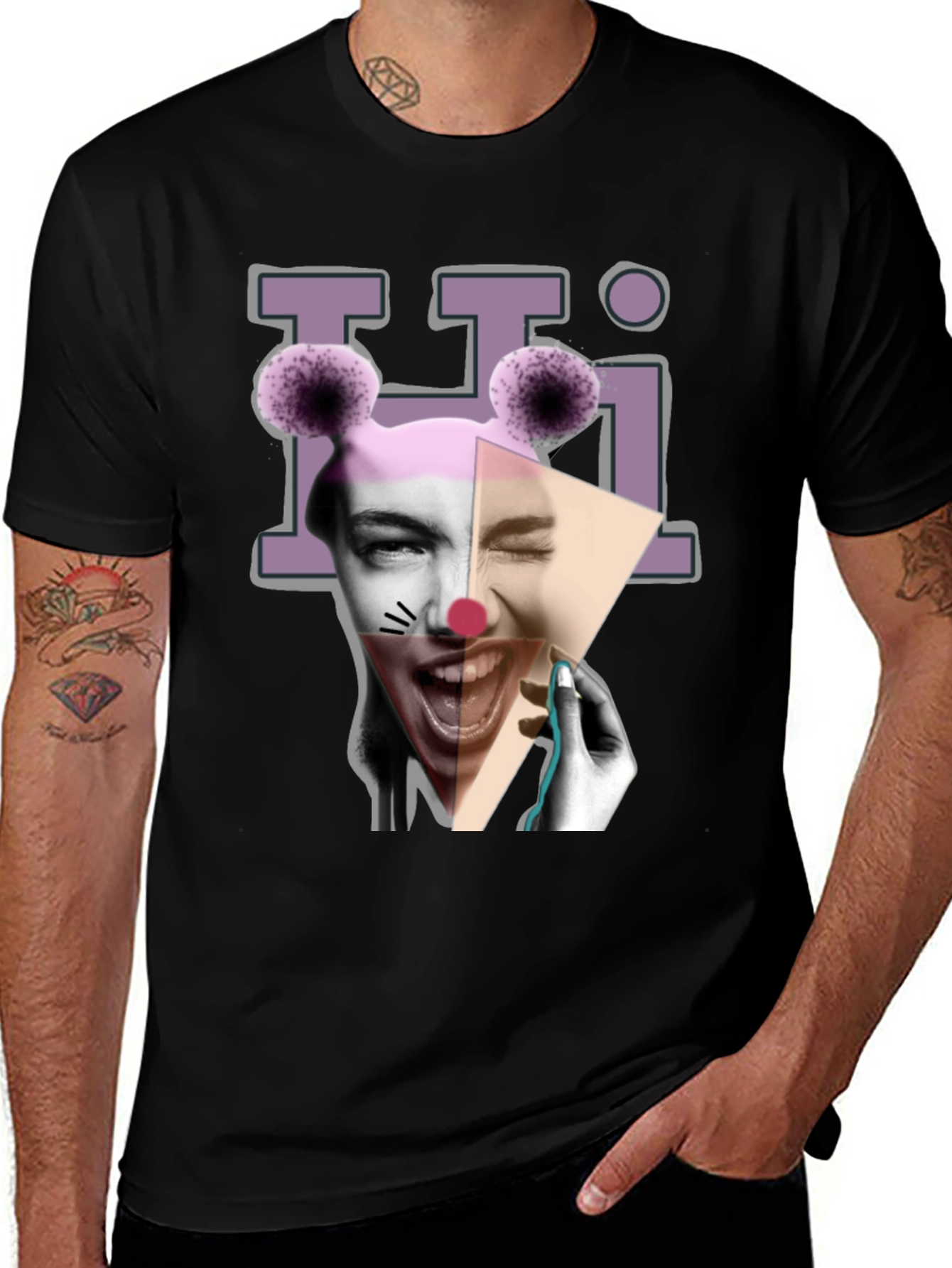 Variant 25 of Clowncore Graphic Print Black T-Shirt