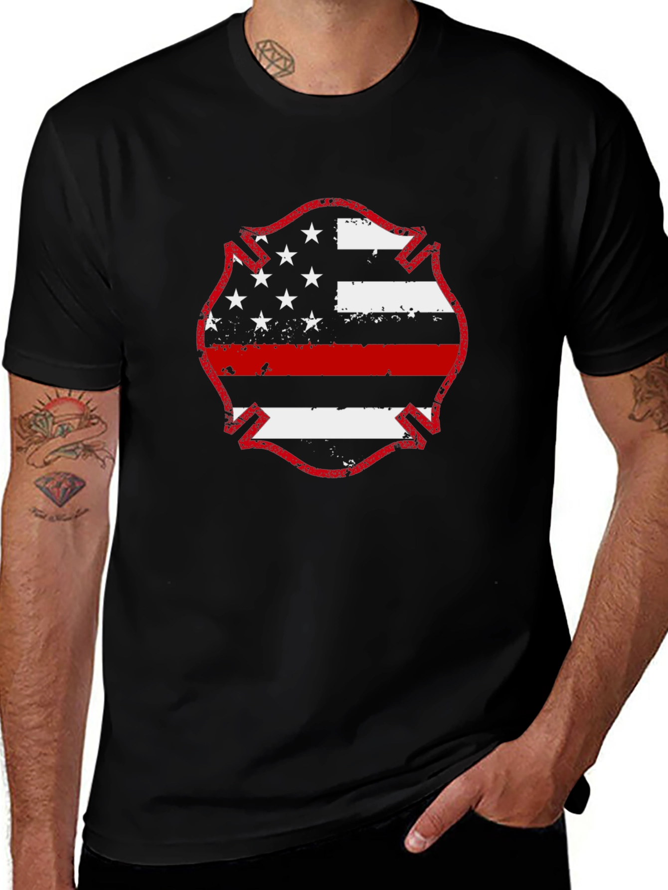 Variant 27 of Thin Red Line Firefighter Flag T-Shirt