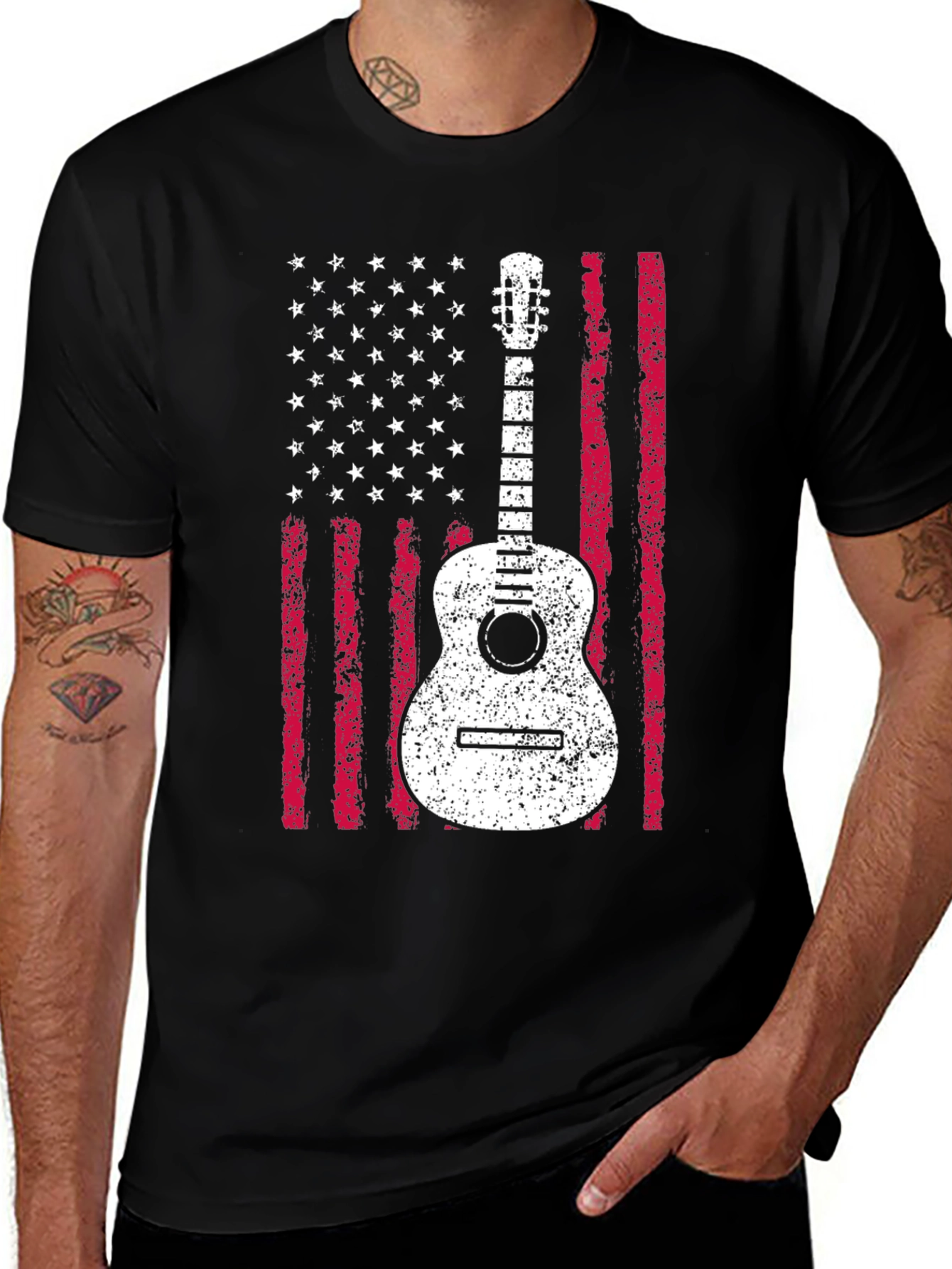 Variant 13 of American Flag Guitar T-Shirt