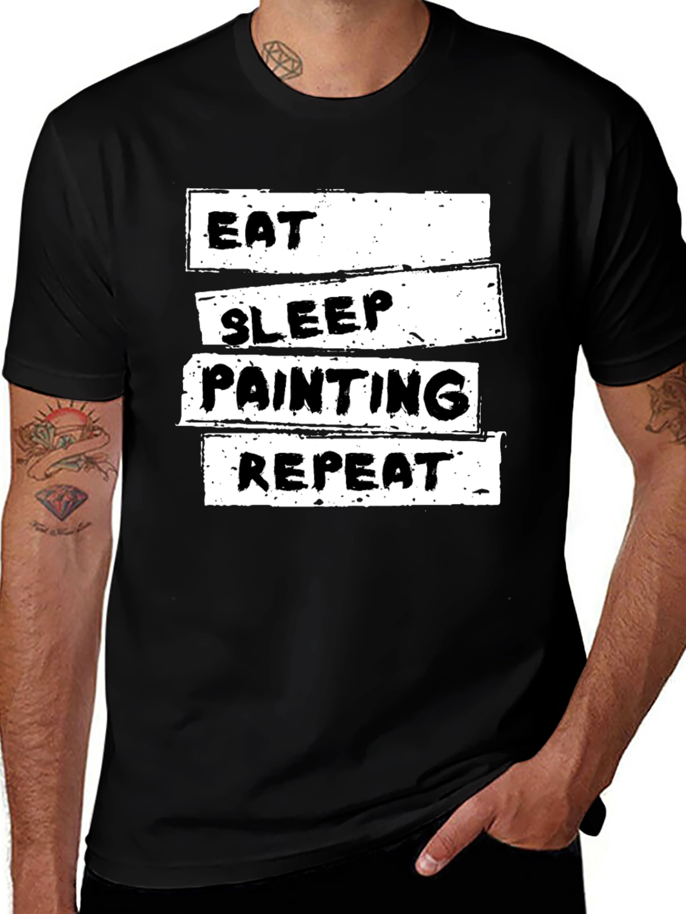 Variant 14 of Eat Sleep Painting Repeat Black Graphic T-Shirt