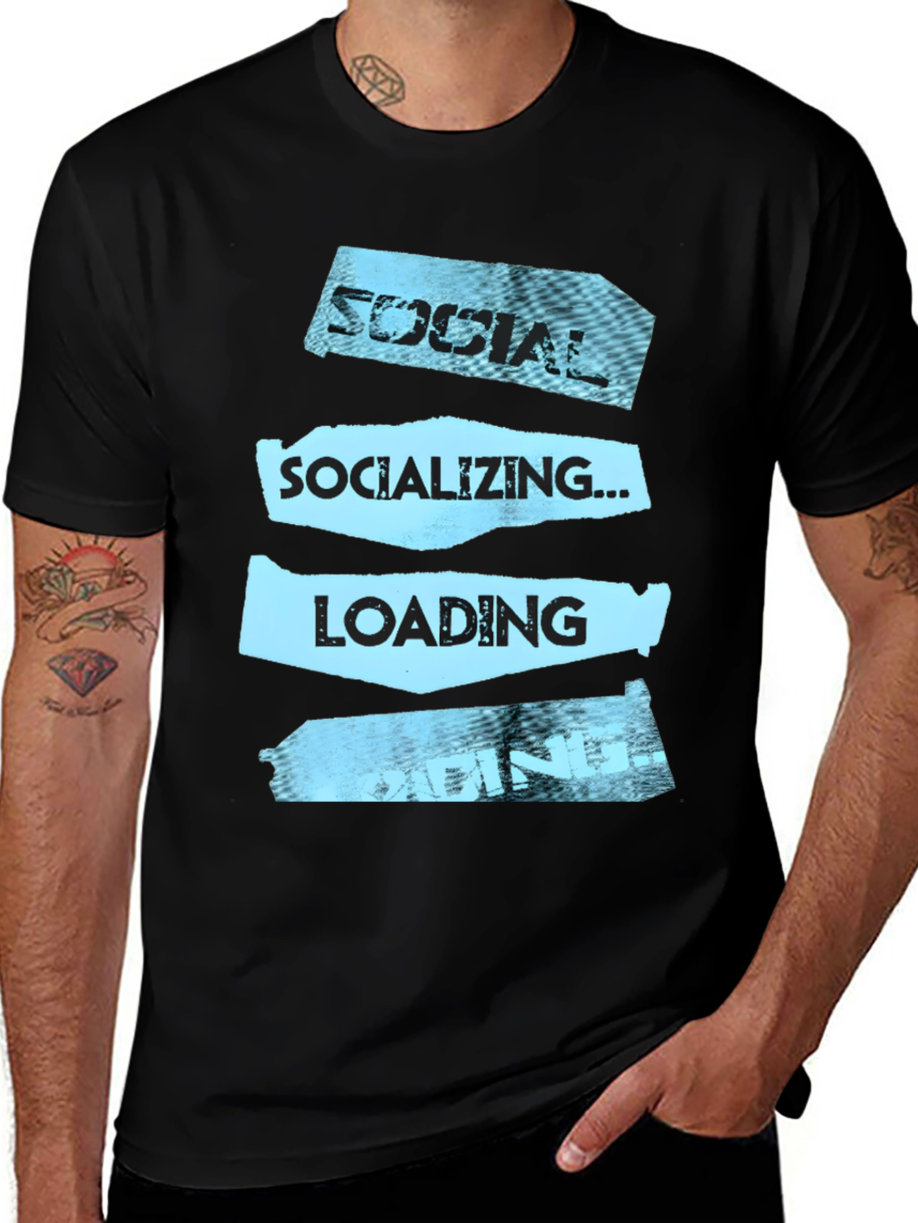 Socializing Loading Black T-Shirt