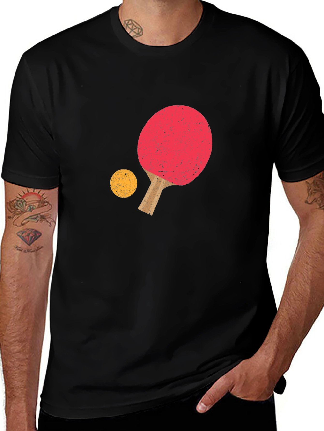 Variant 25 of Ping Pong Graphic Tee - Black Cotton T-Shirt