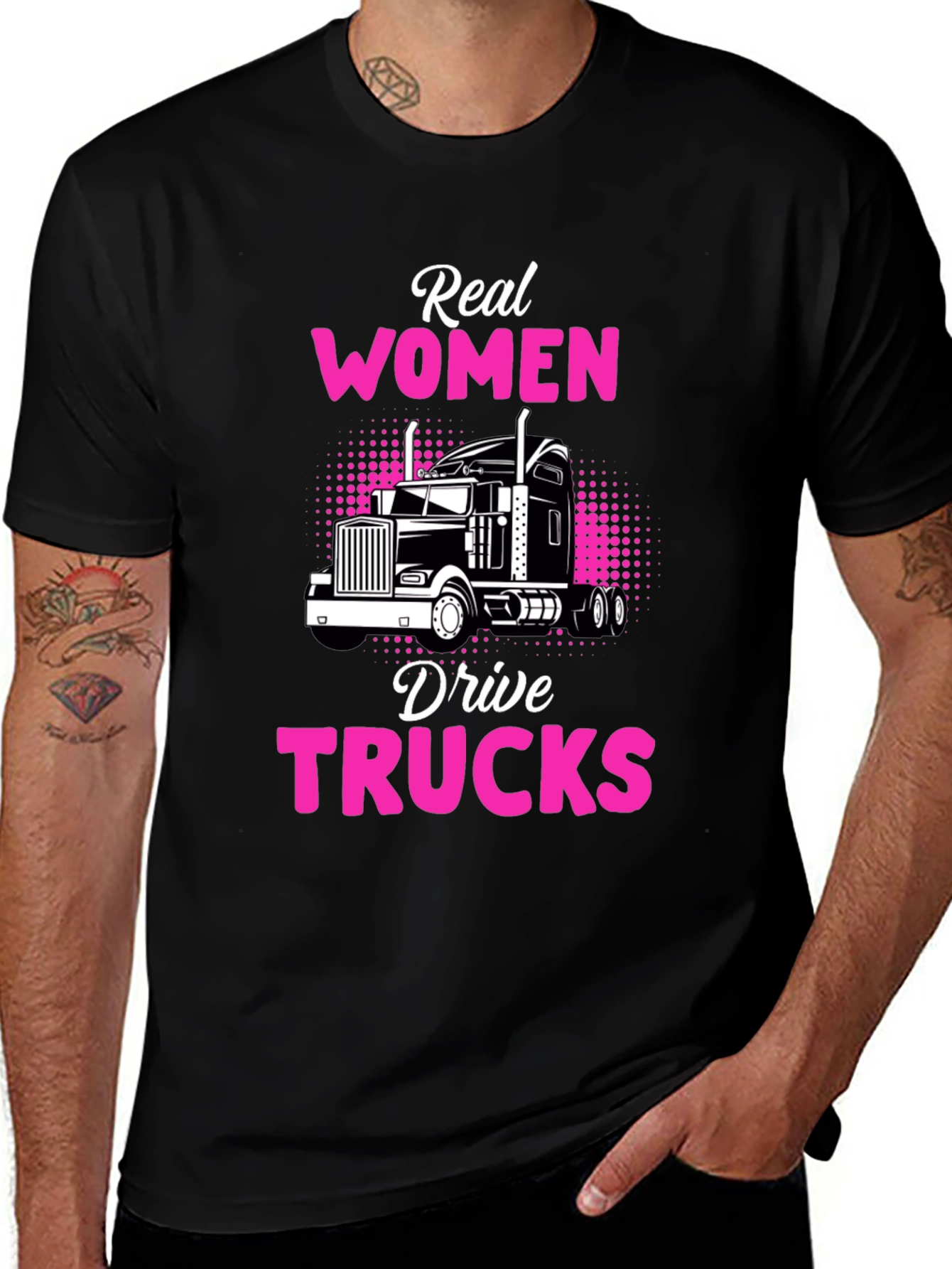 Variant 3 of Real Women Drive Trucks Graphic Tee