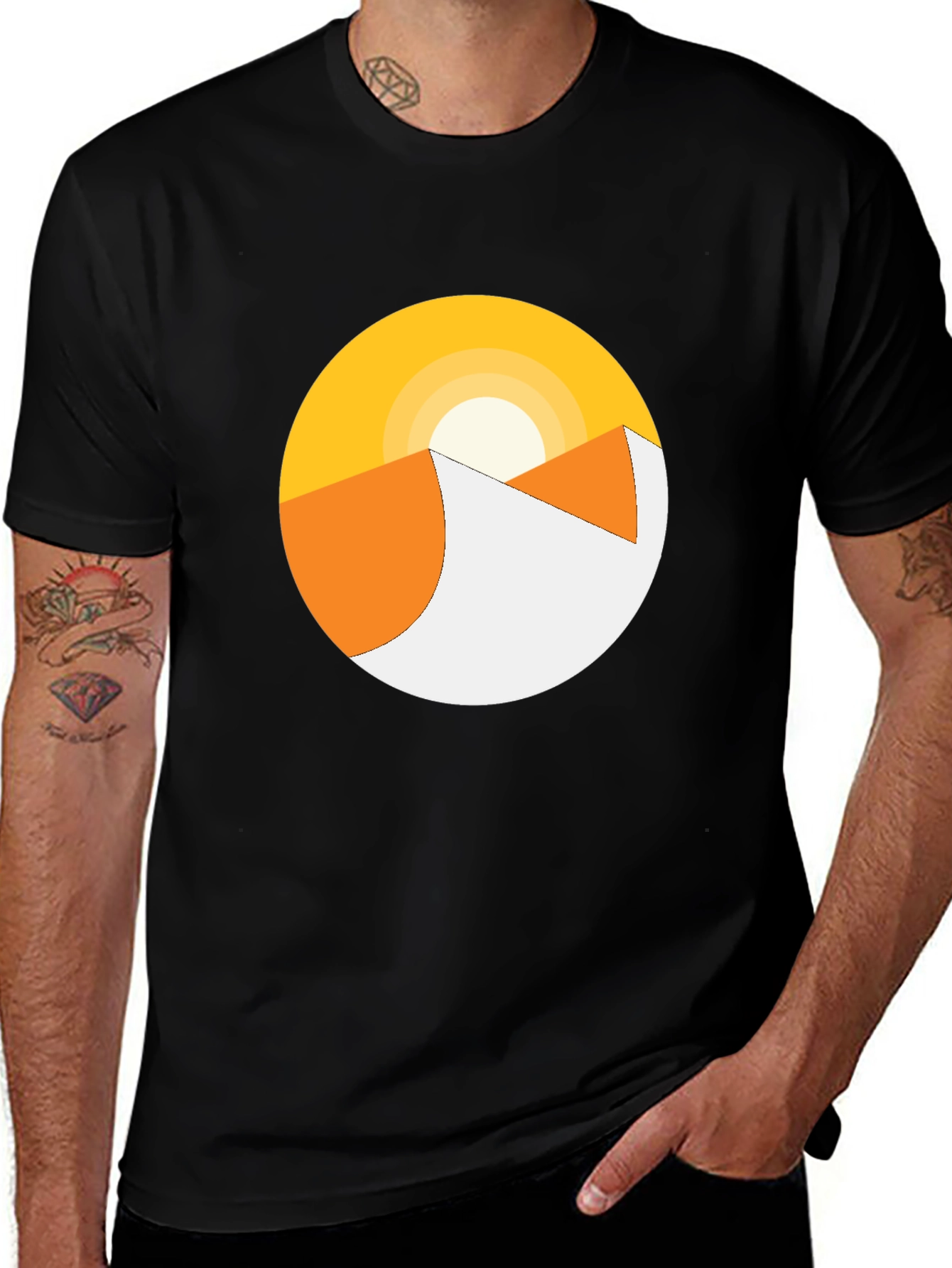 Variant 20 of Minimalist Desert Sunrise Graphic Tee - Black