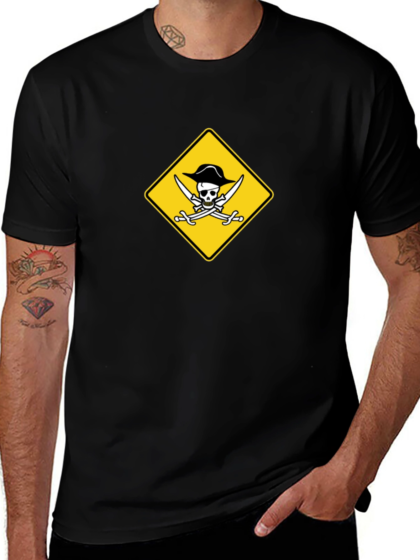 Variant 30 of Pirate Skull & Swords Graphic Black T-Shirt