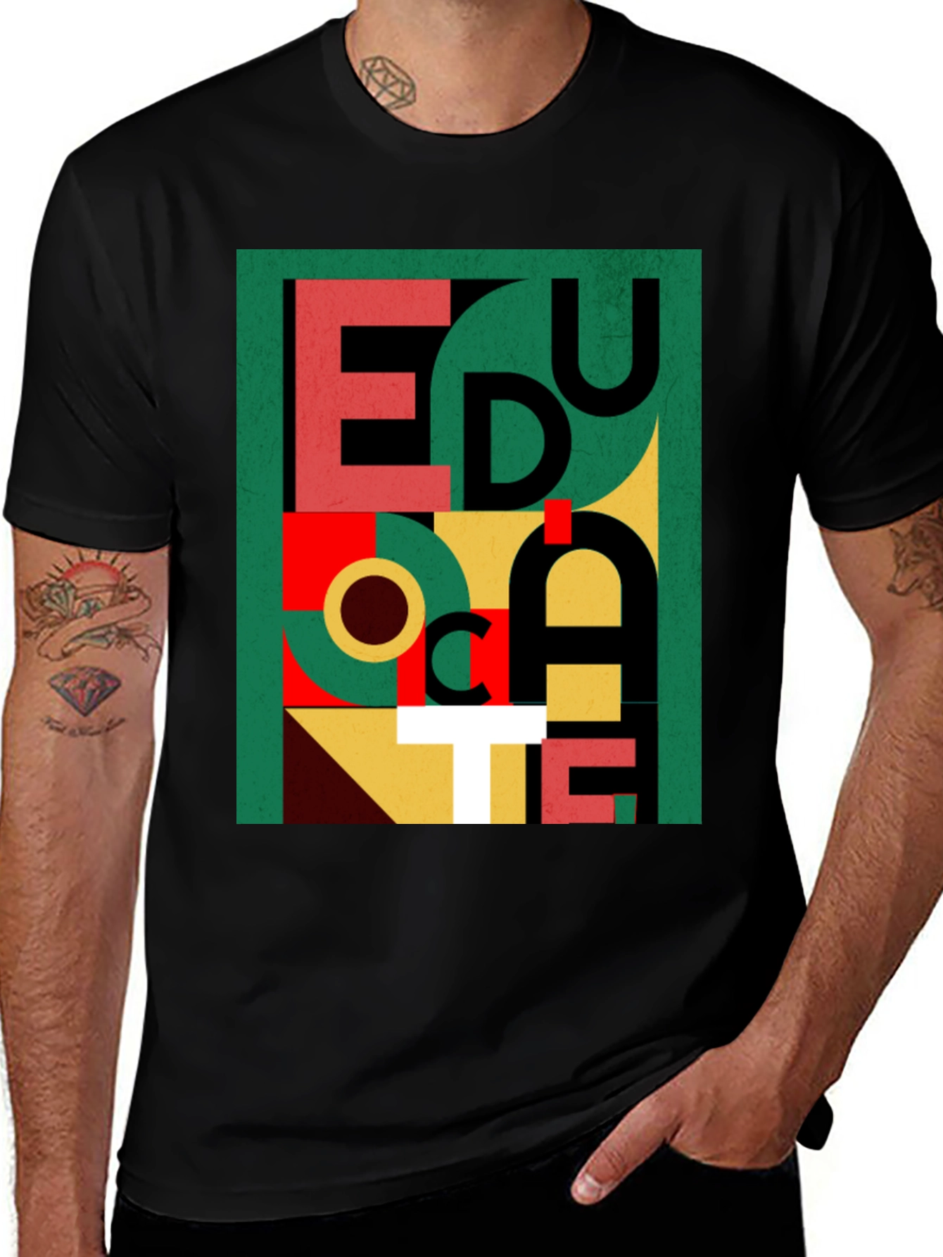 Variant 13 of Geometric 'Educate' Graphic Tee