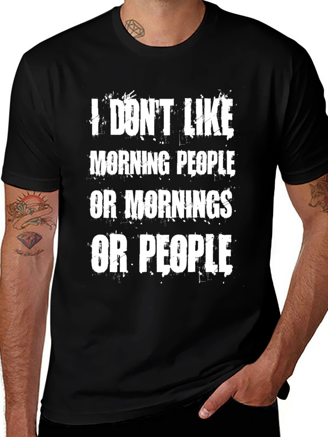 Variant 17 of Humorous "I Don't Like Morning People" Graphic Tee