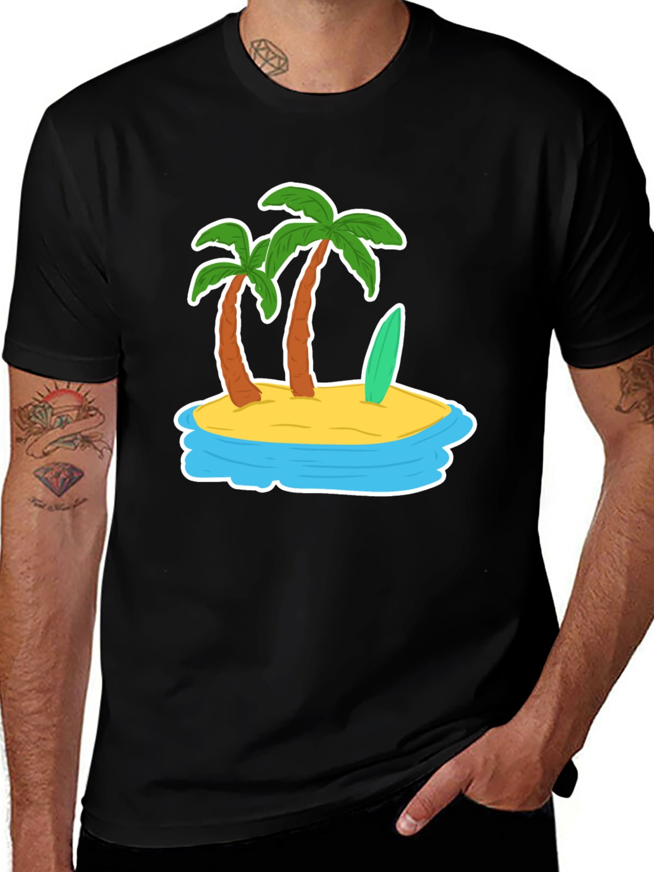 Variant 11 of Island Graphic Tee - Black Cotton T-Shirt