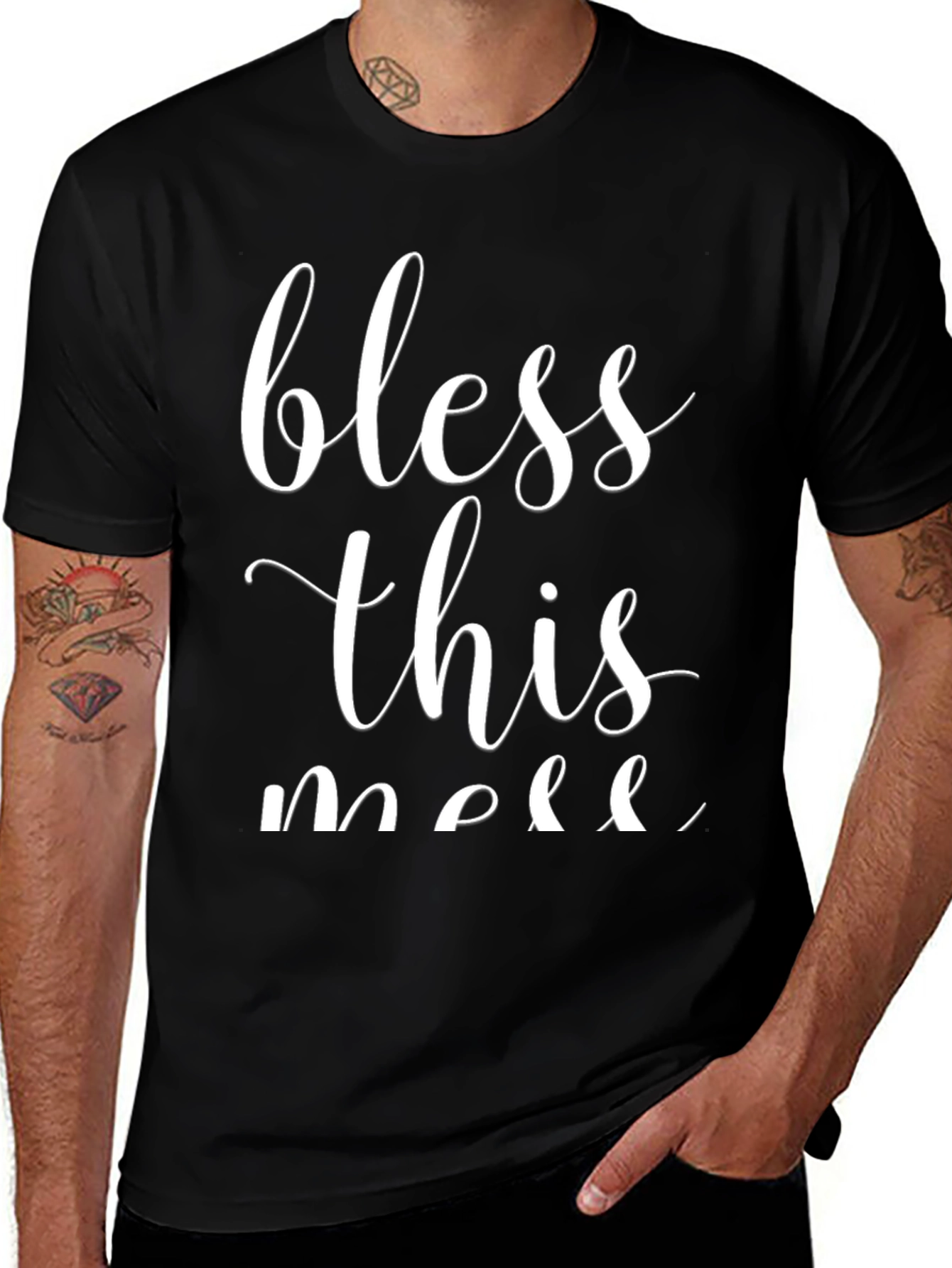 Variant 16 of Bless This Mess Graphic Tee - Casual Black T-Shirt