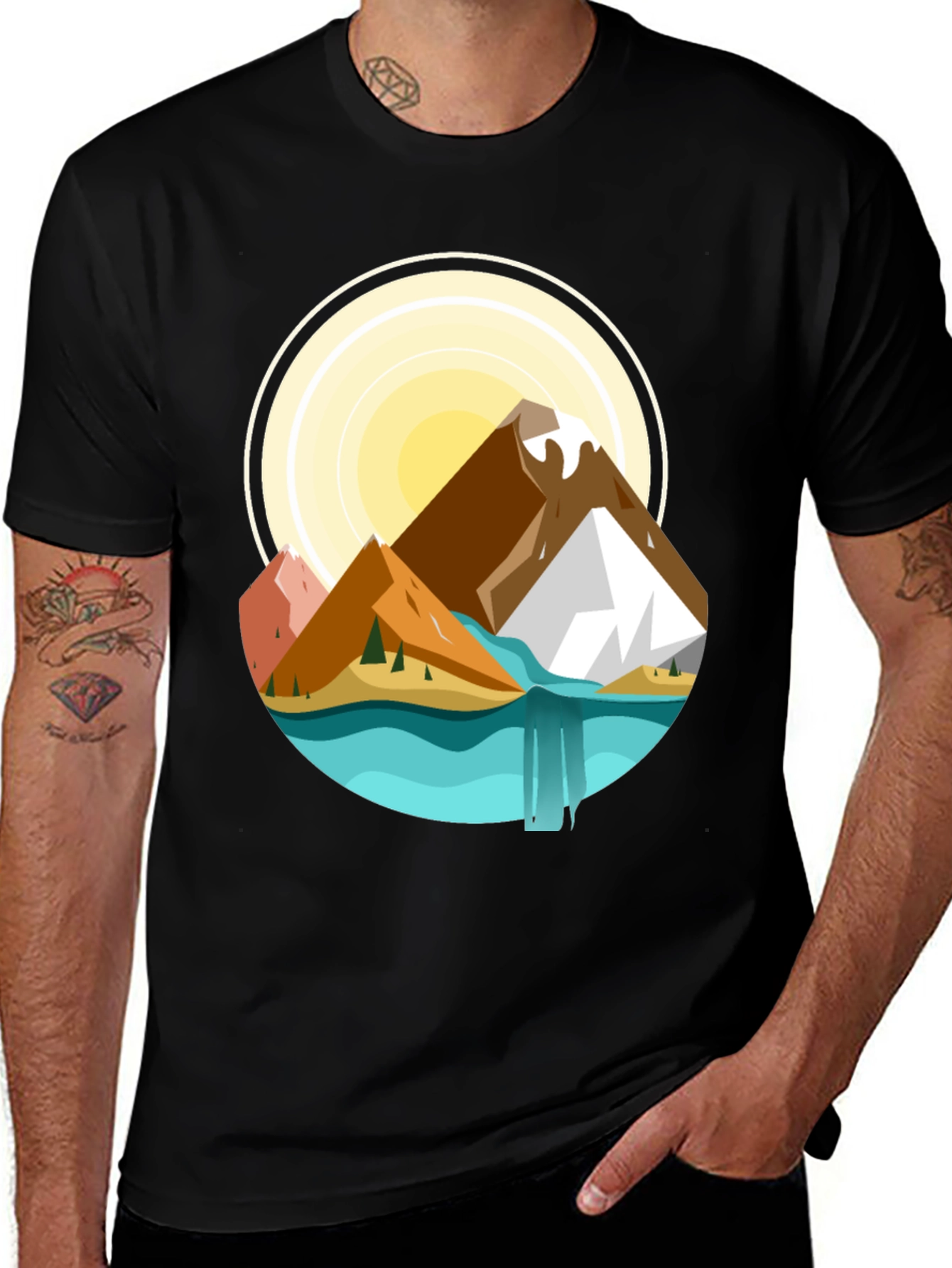 Mountain Scene Graphic T-Shirt - Nature Adventure Tee