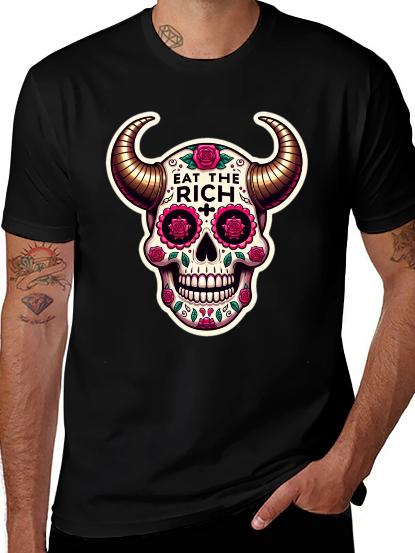 Variant 13 of Eat The Rich Skull Graphic T-Shirt