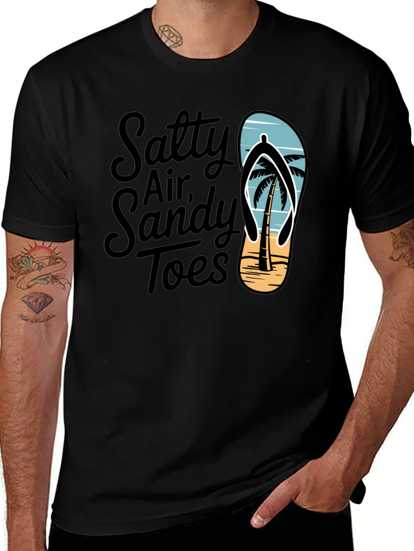 Variant 26 of Salty Air Sandy Toes Graphic Tee - Beach Vibes Shirt