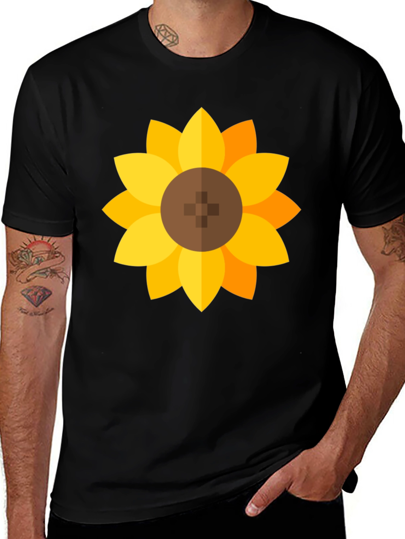 Variant 23 of Sunflower Graphic Print Black Tee