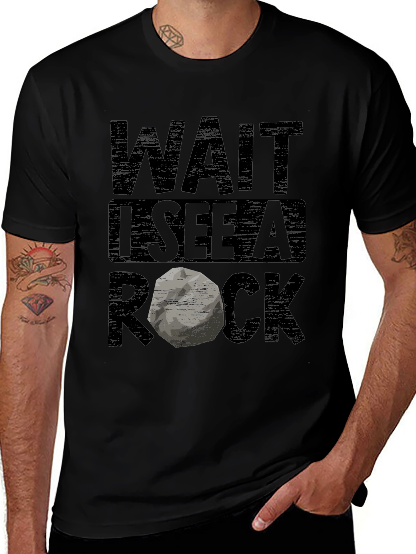 Variant 9 of Wait I See a Rock Black Graphic Tee