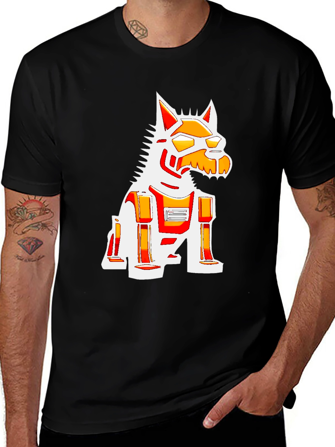 Variant 15 of Futuristic Robot Dog Graphic Tee - Black