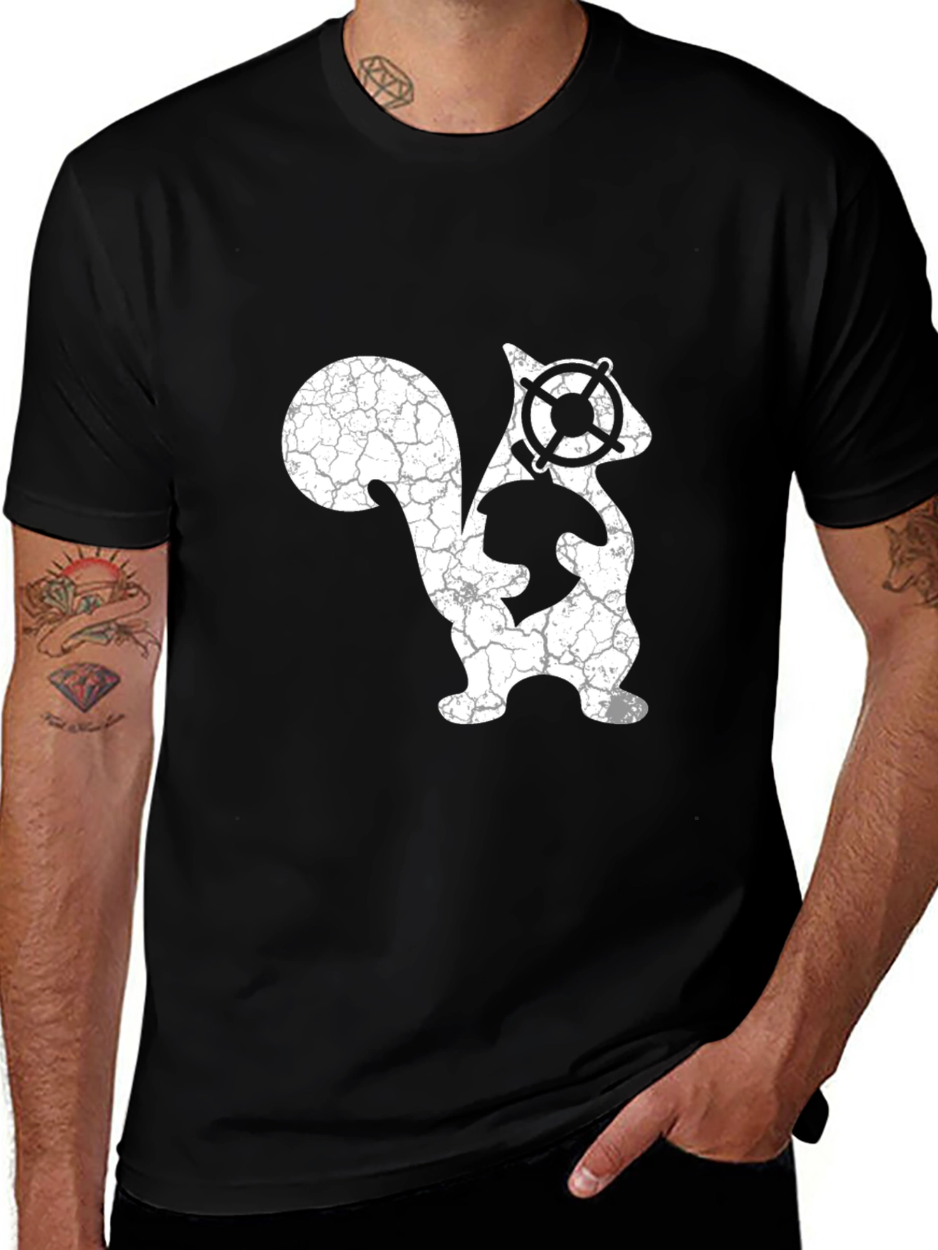 Variant 28 of Skunkworks Inspired Distressed Squirrel Graphic Tee
