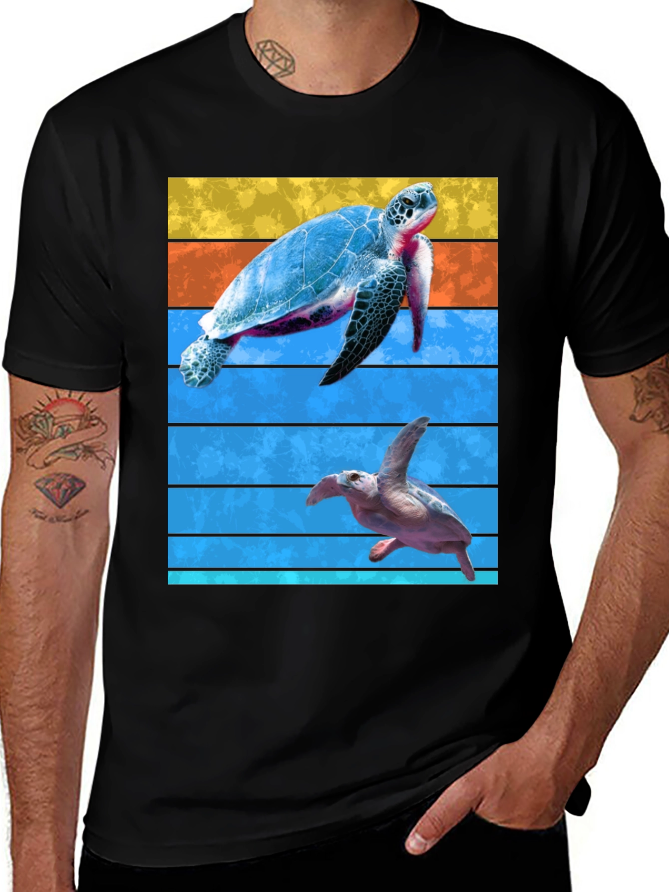 Variant 3 of Turtle Graphic Tee - Ocean Lover's Black T-Shirt