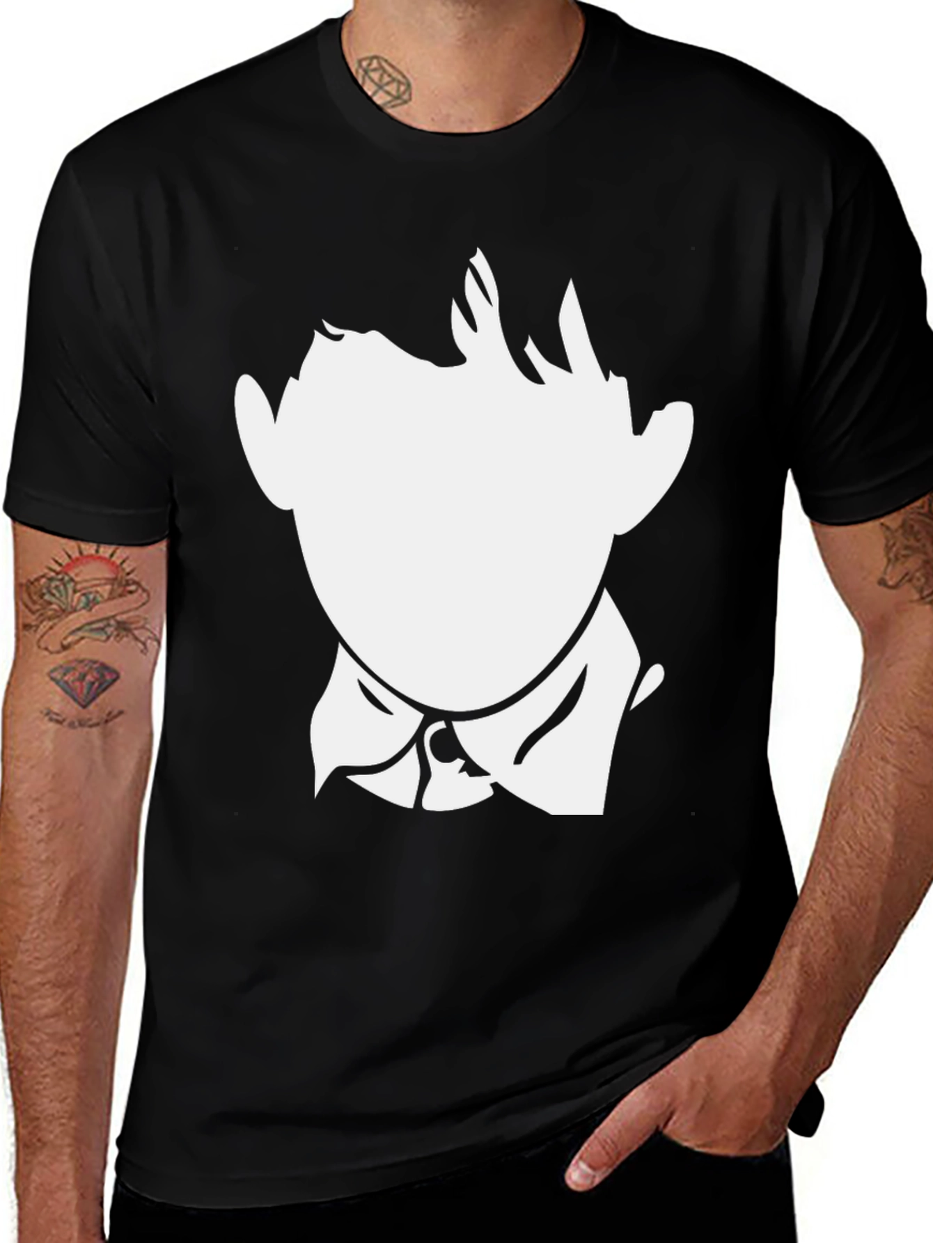 Variant 2 of Silhouette Bowtie Graphic Black T-Shirt