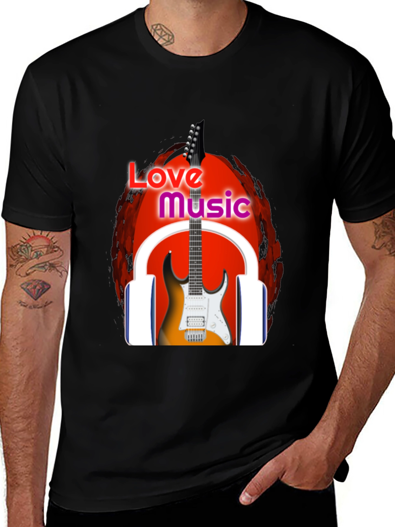 Variant 28 of Love Music Graphic T-Shirt - Black