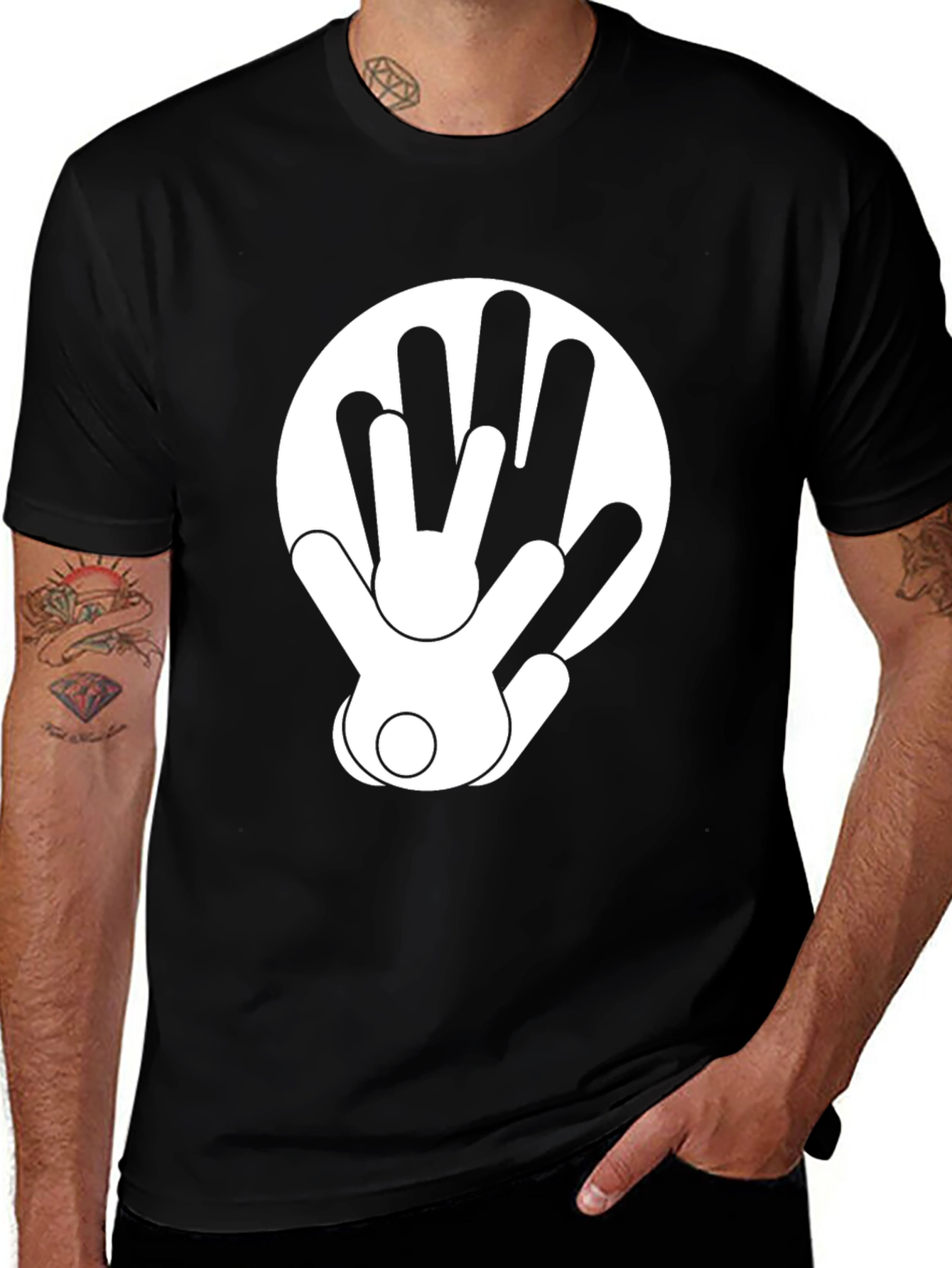 Variant 22 of Abstract Hands Graphic Black T-Shirt