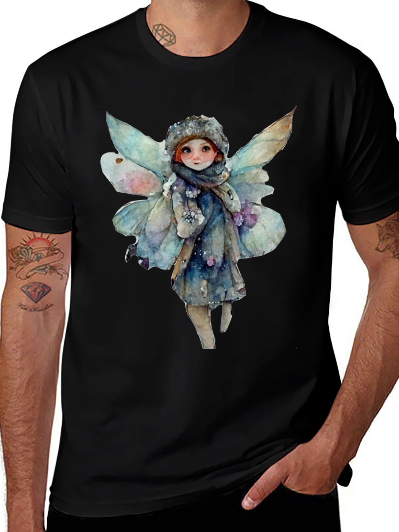 Variant 3 of Winter Fairy Graphic Tee - Unique Watercolor Design