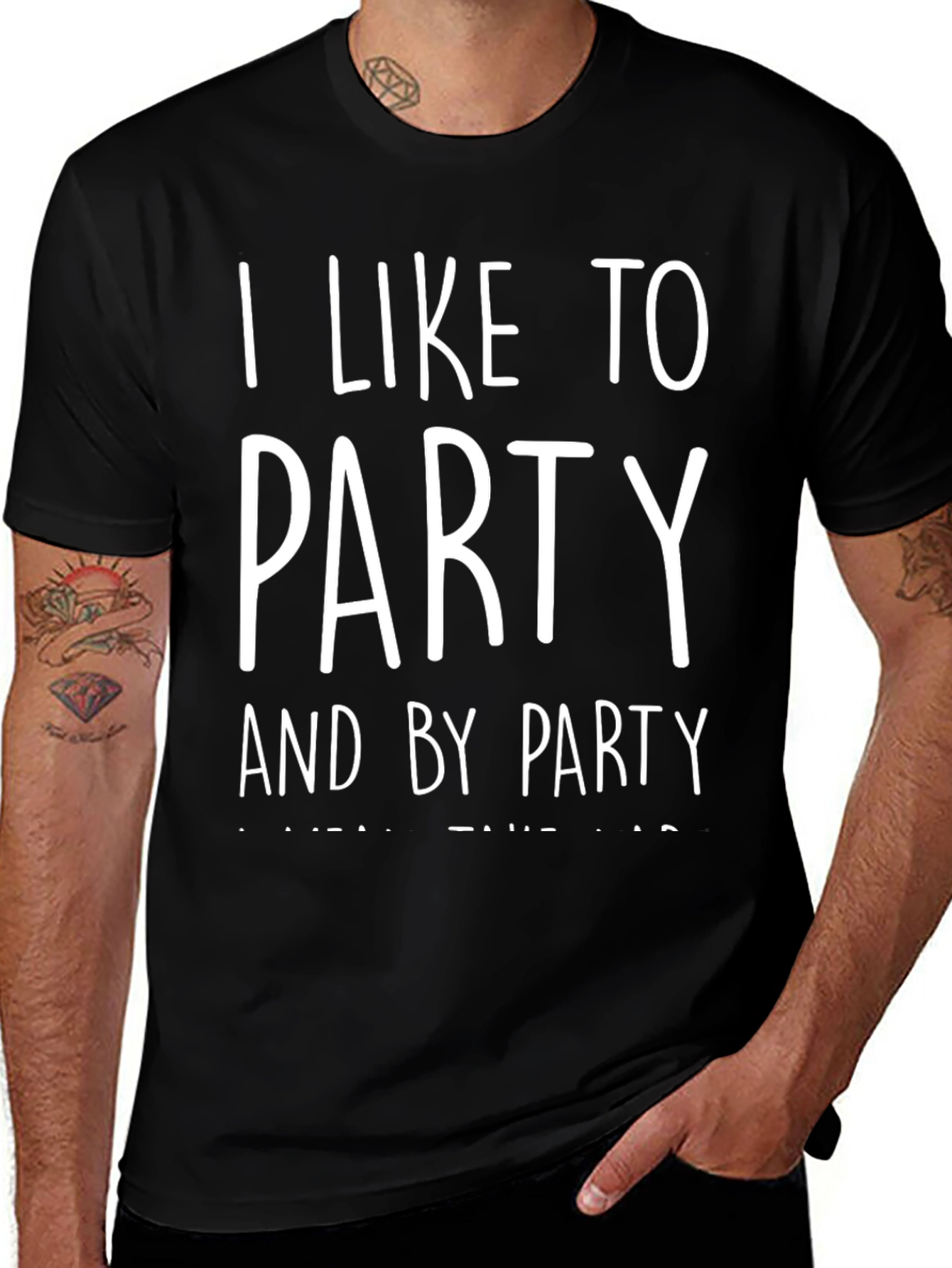 Variant 10 of I Like to Party T-Shirt - Black Cotton Tee