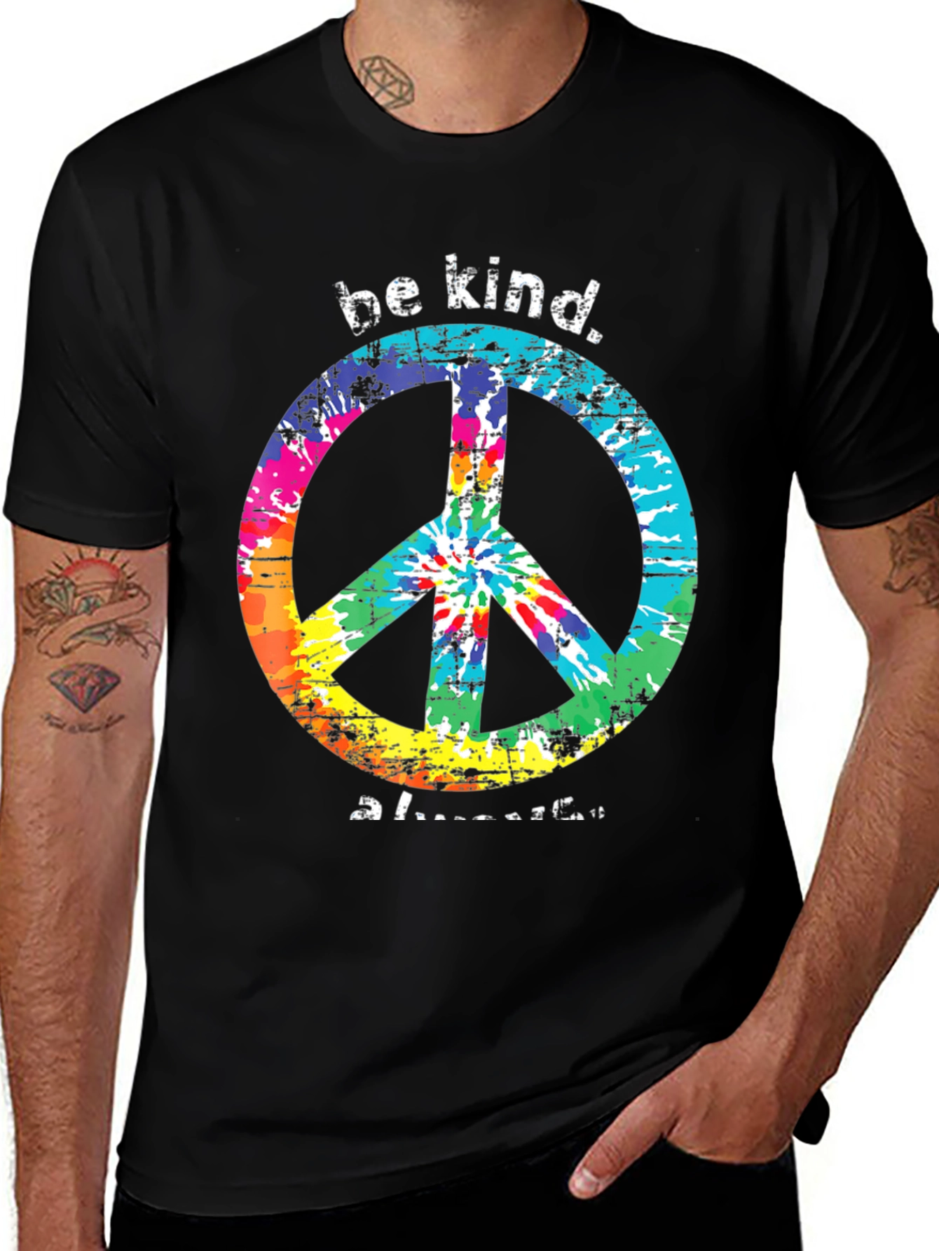 Variant 23 of Be Kind Peace Sign Tie Dye T-Shirt