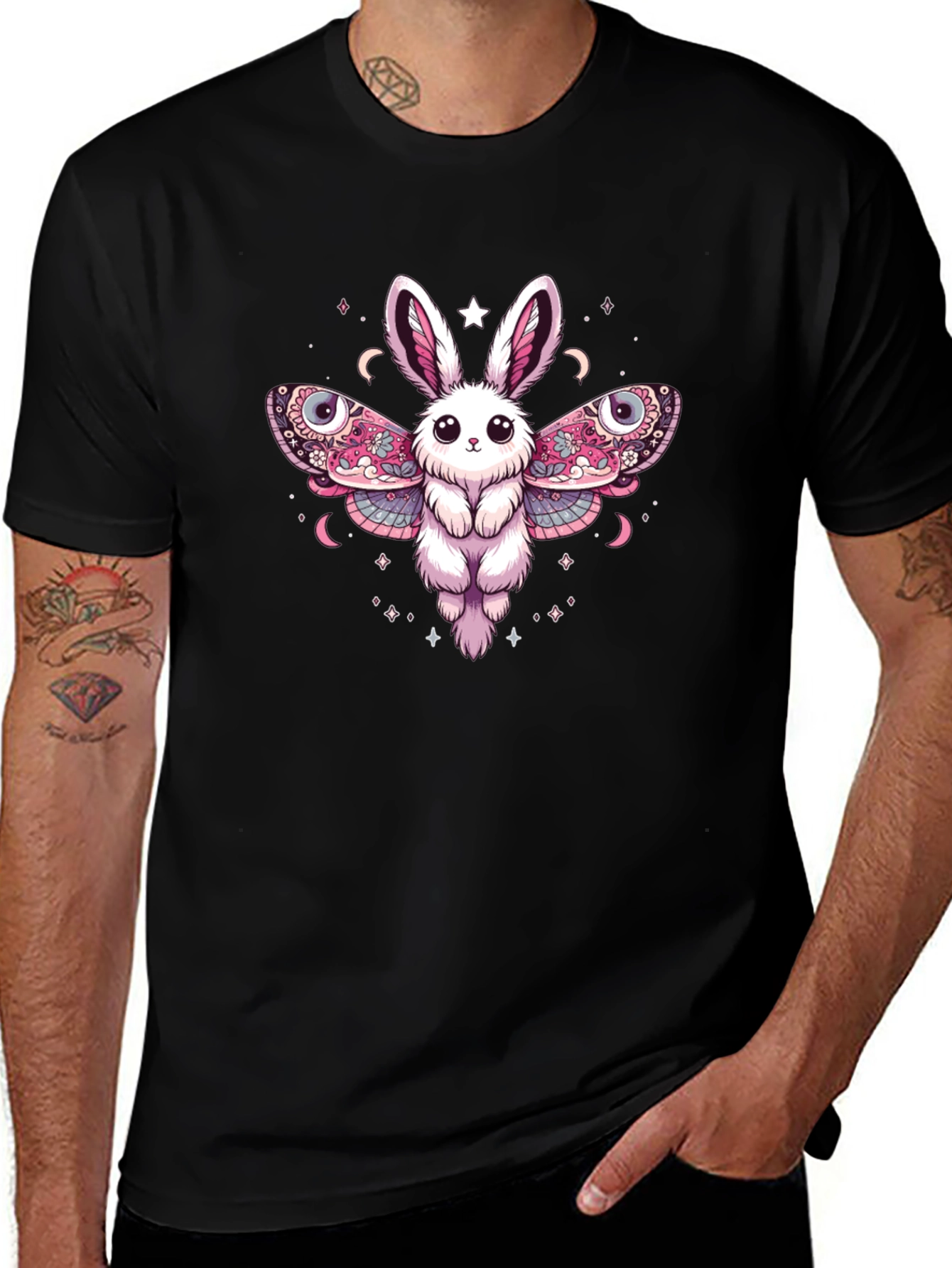 Variant 4 of Cute Rabbit Moth Graphic Tee