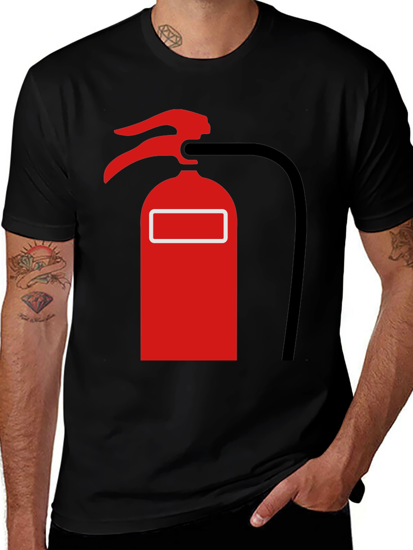 Variant 19 of Fire Extinguisher Graphic Tee - Black Cotton T-Shirt