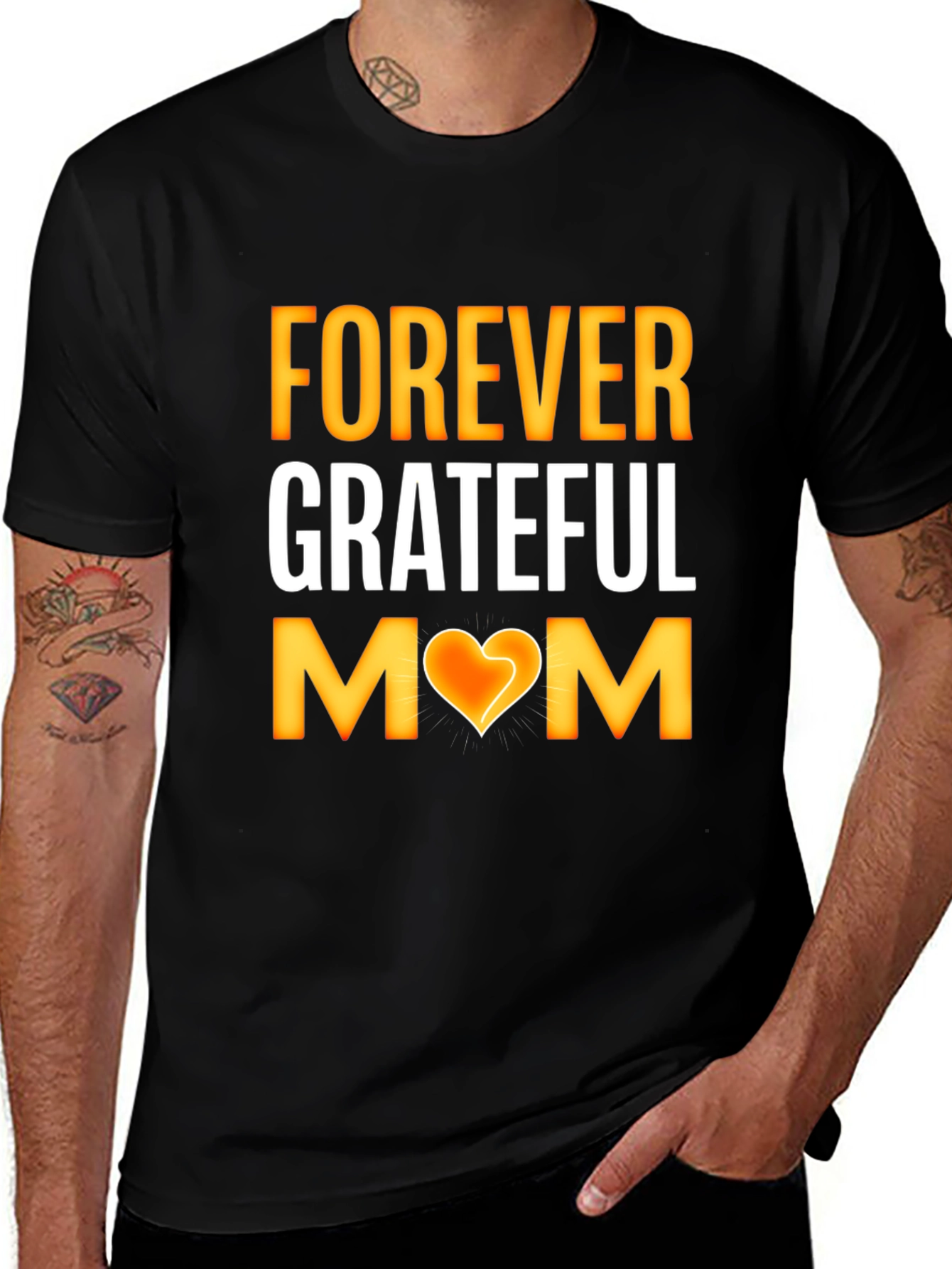 Forever Grateful Mom Graphic Tee - Black