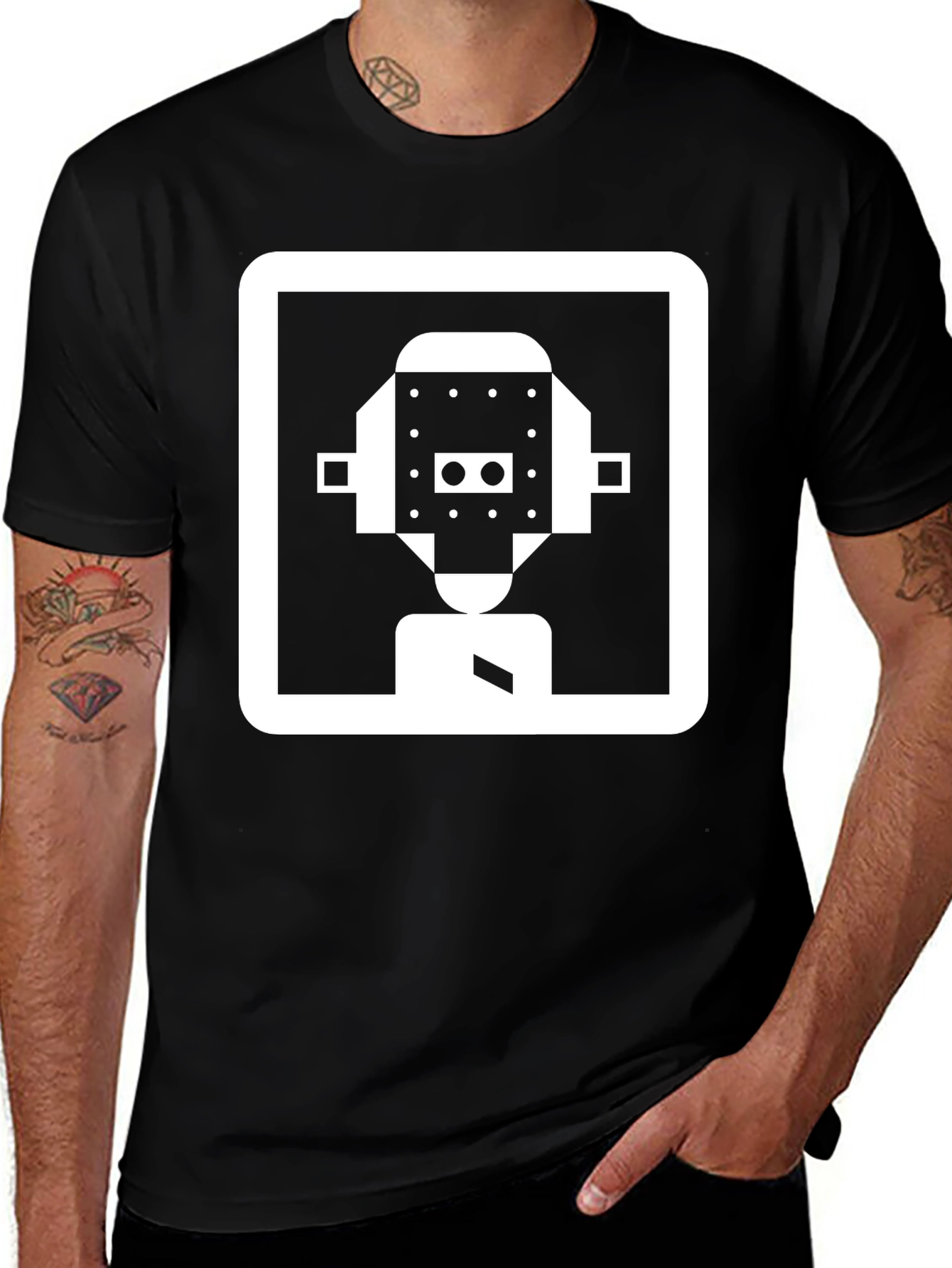 Variant 25 of Geometric Robot Graphic Tee - Black